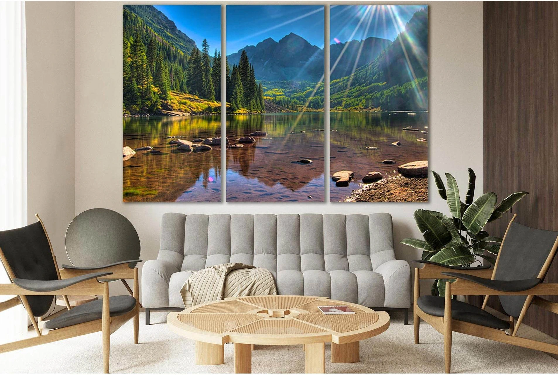 Beautiful Lake And Green Fir Trees №SL795 Ready to Hang Canvas Print - Zellart Canvas Prints 0new, ALL_Products, Trees Wall Art