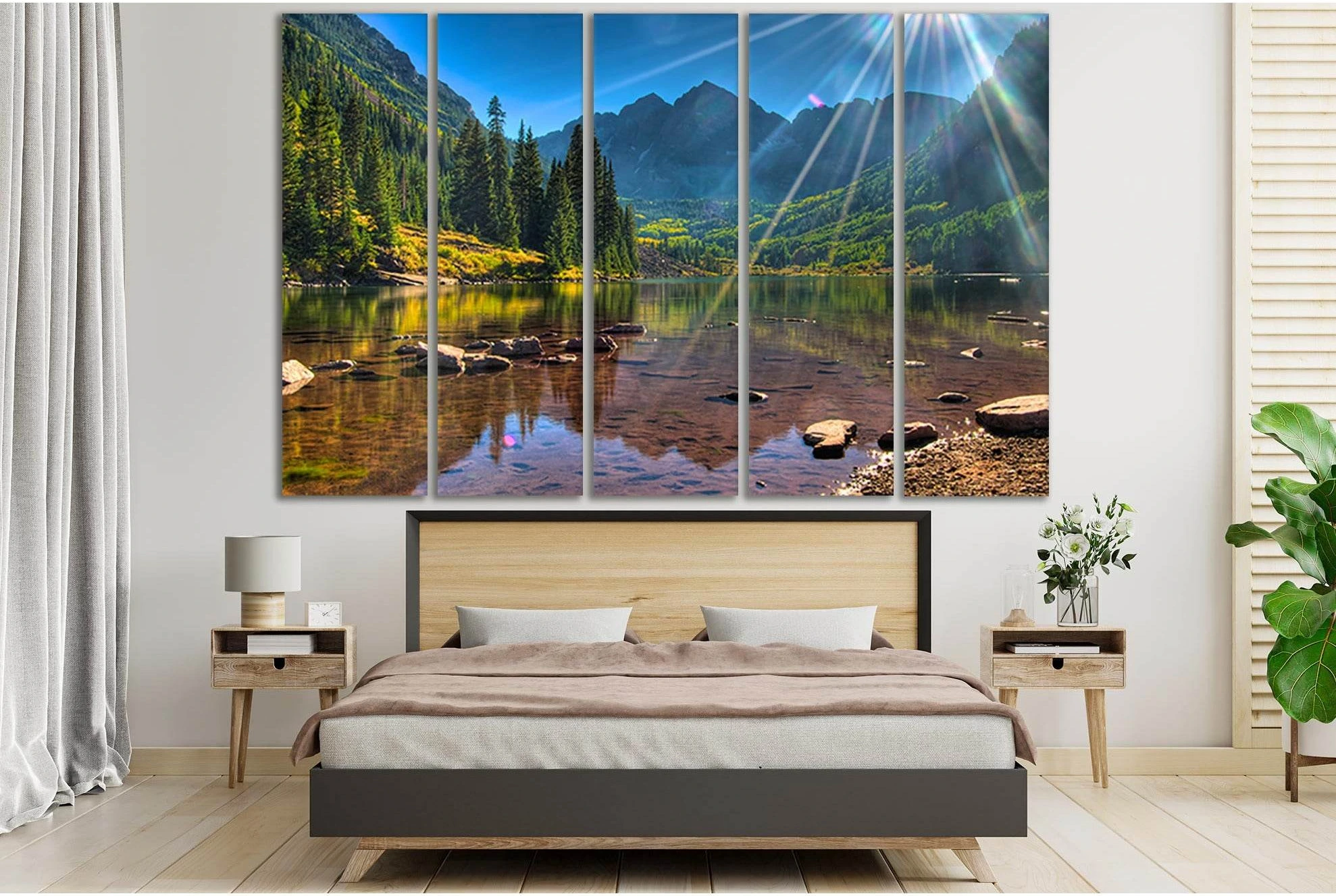 Beautiful Lake And Green Fir Trees №SL795 Ready to Hang Canvas Print - Zellart Canvas Prints 0new, ALL_Products, Trees Wall Art