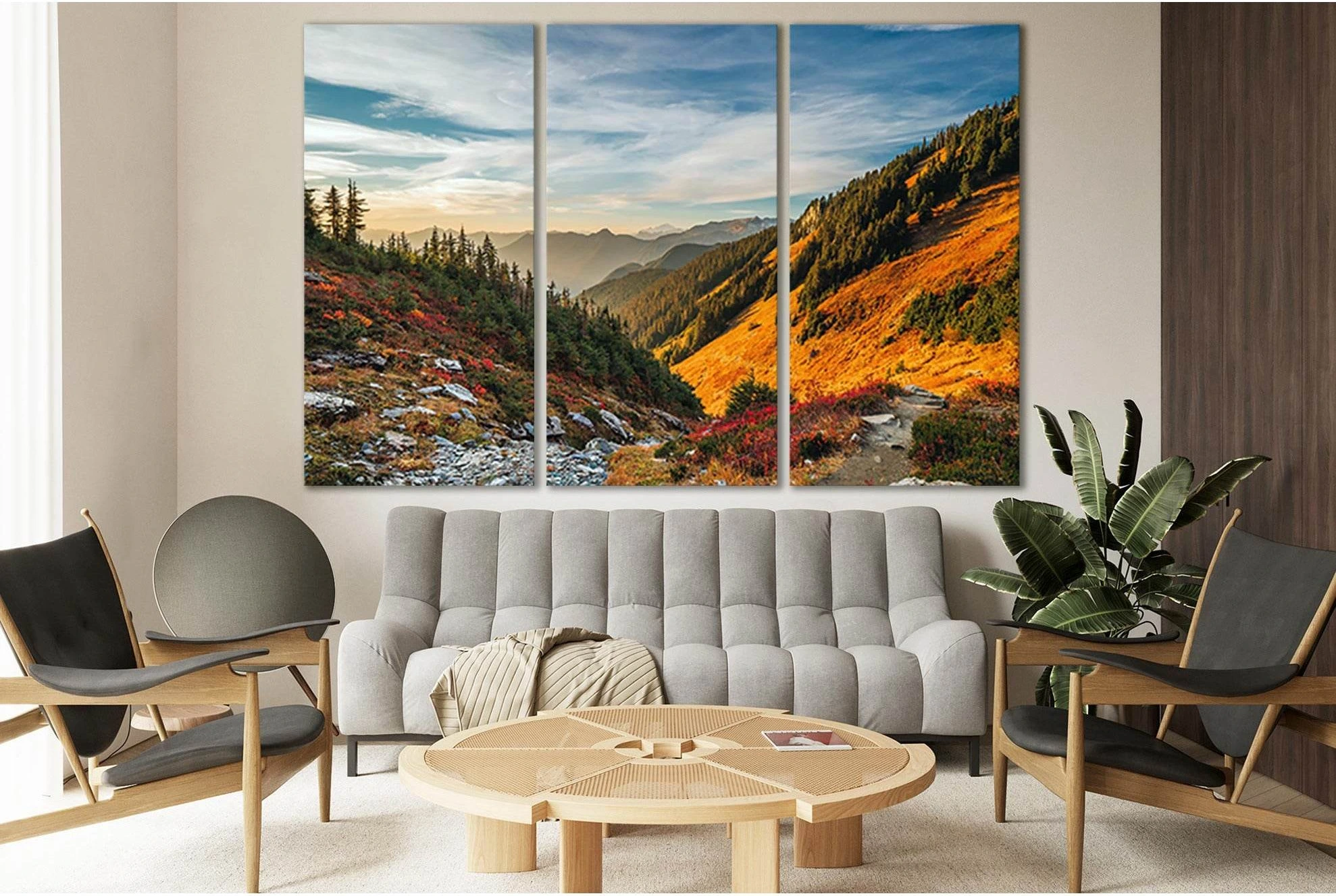 Beautiful Landscape Autumn Tree Mountains №SL1479 Ready to Hang Canvas Print - Zellart Canvas Prints 0new, ALL_Products, AUTUMN WALL ART