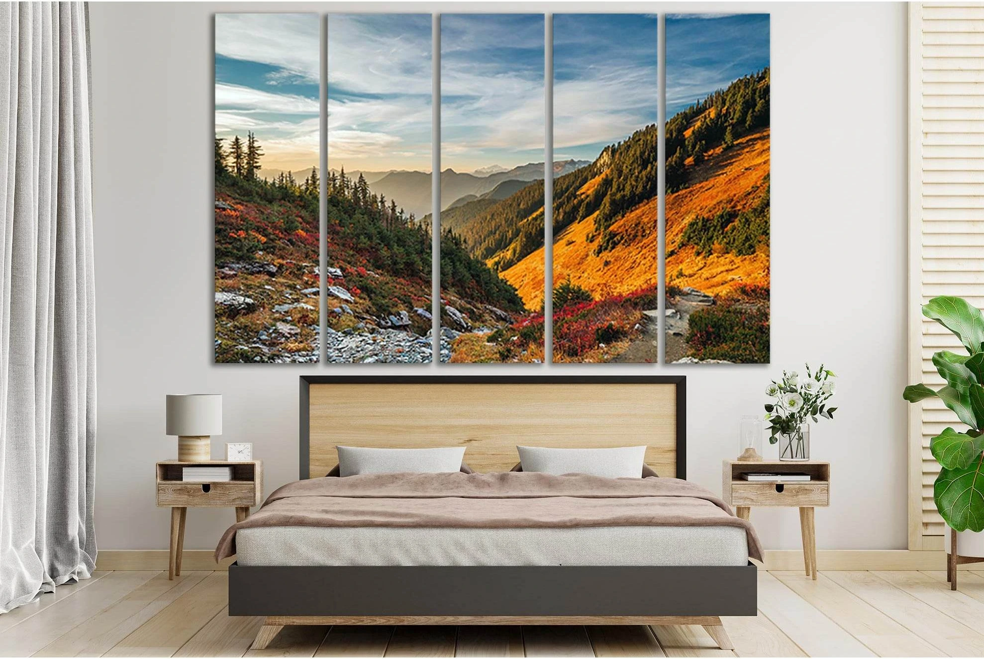 Beautiful Landscape Autumn Tree Mountains №SL1479 Ready to Hang Canvas Print - Zellart Canvas Prints 0new, ALL_Products, AUTUMN WALL ART