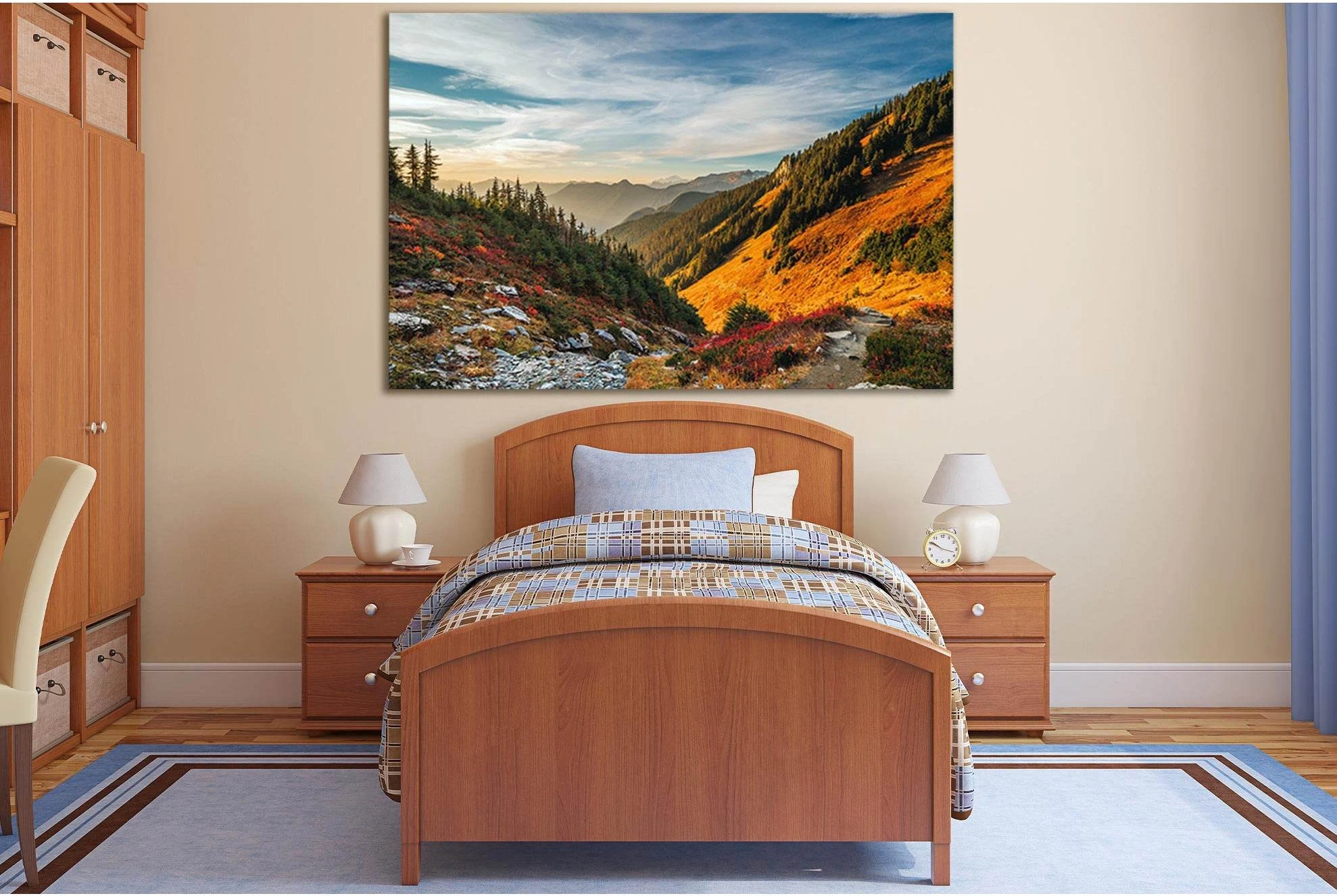 Beautiful Landscape Autumn Tree Mountains №SL1479 Ready to Hang Canvas Print - Zellart Canvas Prints 0new, ALL_Products, AUTUMN WALL ART