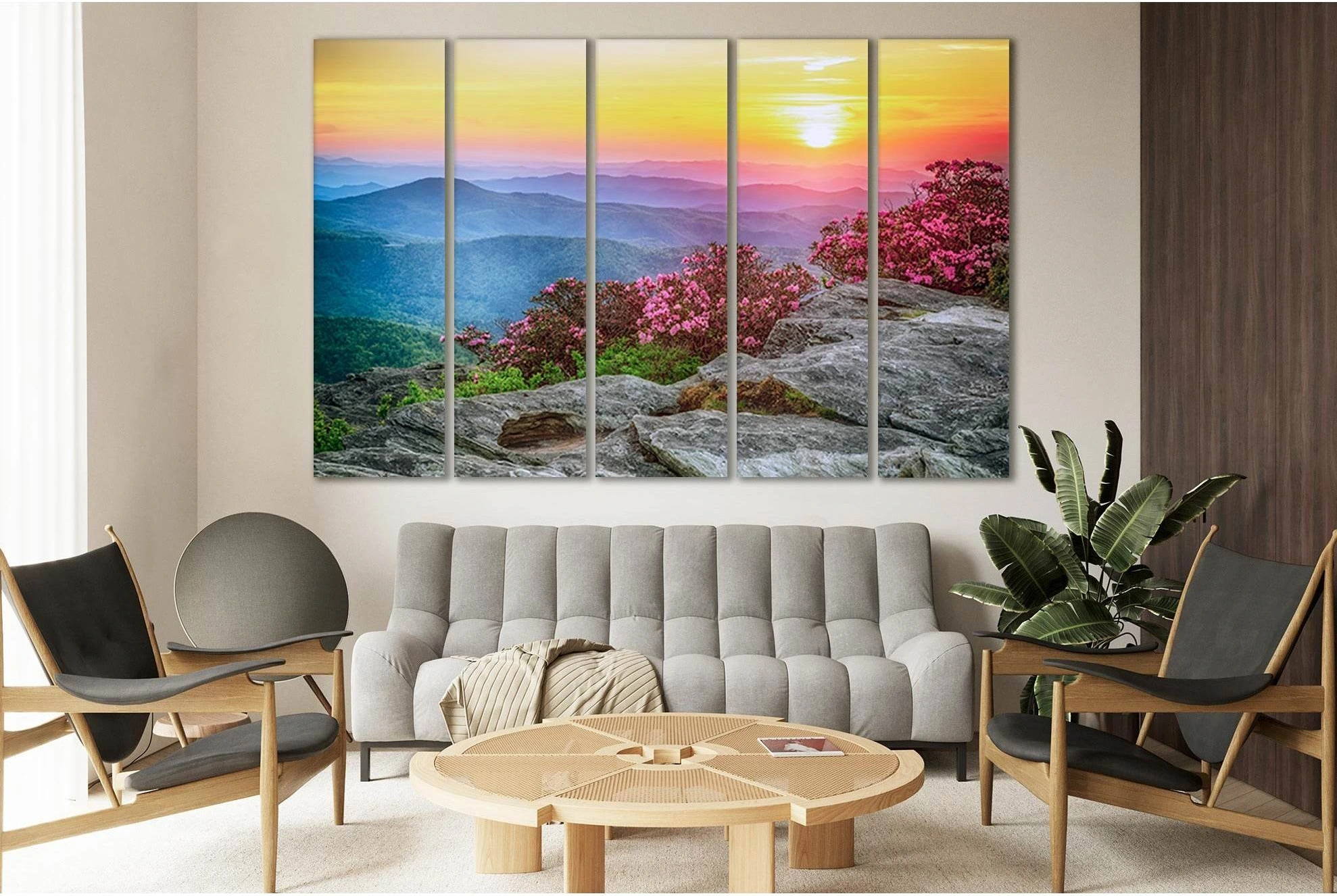 Beautiful Landscape Hills And Sunset №SL229 Ready to Hang Canvas Print - Zellart Canvas Prints 0new, ALL_Products, SUNRISE & SUNSET WALL ART