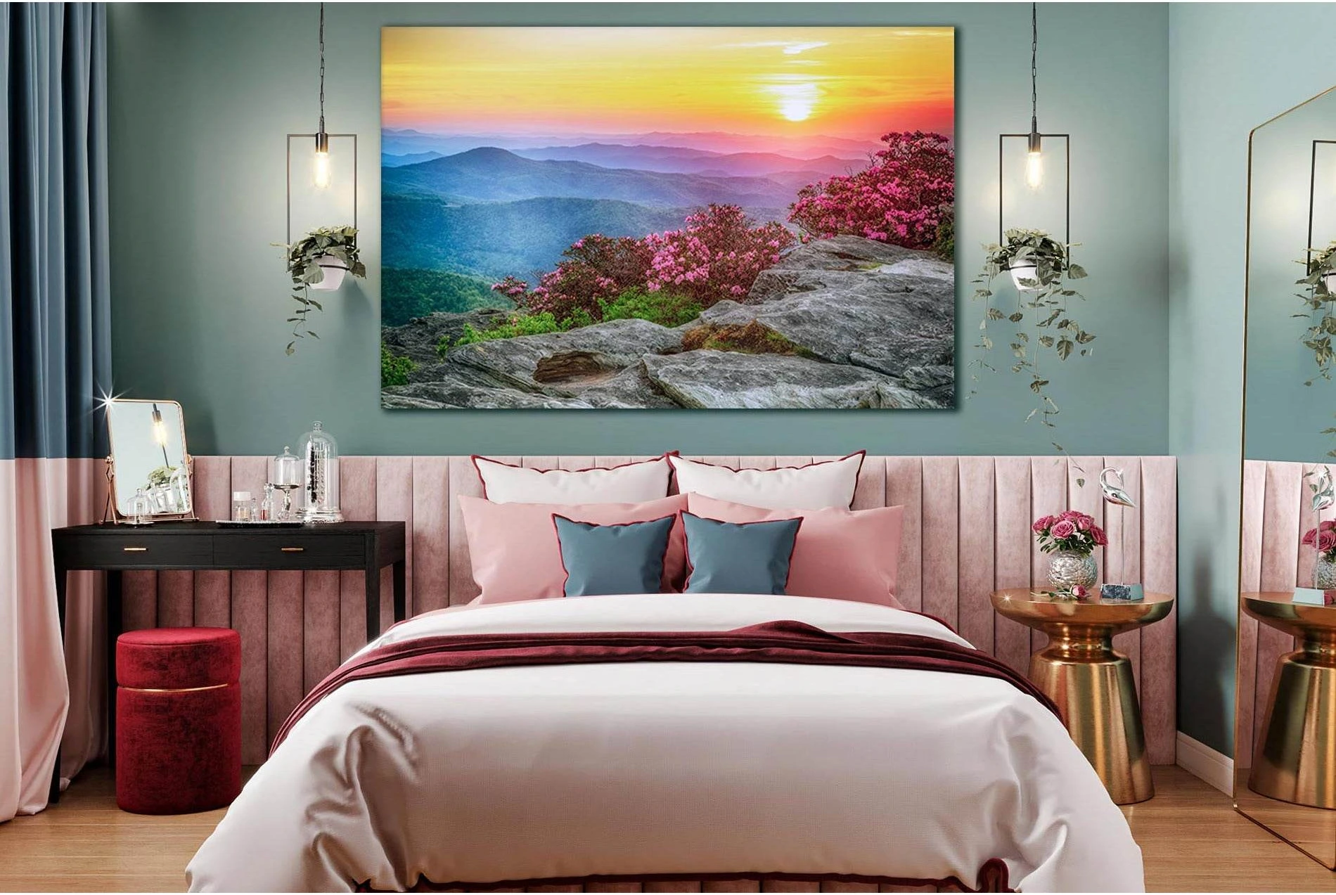 Beautiful Landscape Hills And Sunset №SL229 Ready to Hang Canvas Print - Zellart Canvas Prints 0new, ALL_Products, SUNRISE & SUNSET WALL ART