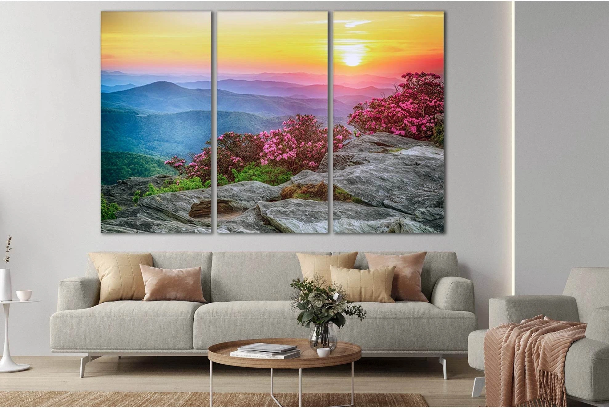 Beautiful Landscape Hills And Sunset №SL229 Ready to Hang Canvas Print - Zellart Canvas Prints 0new, ALL_Products, SUNRISE & SUNSET WALL ART