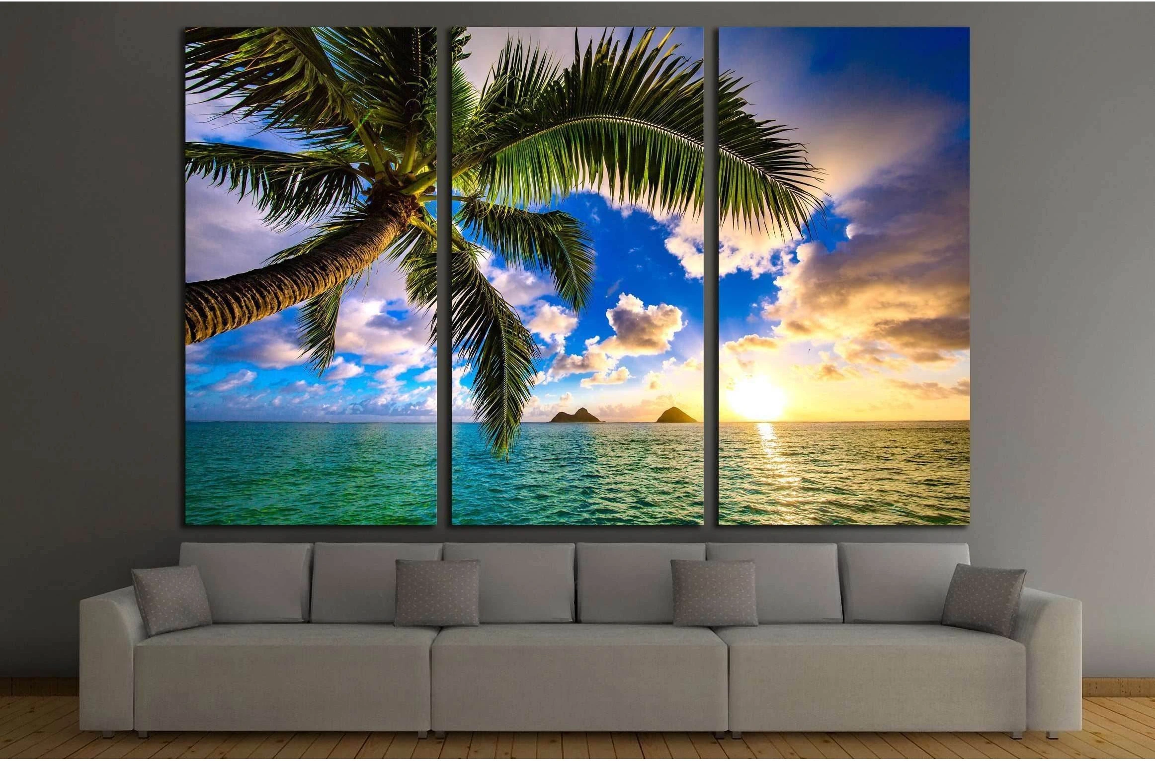 Beautiful Lanikai, Kailua Sunrise in Hawaii №2527 Ready to Hang Canvas Print, product view 2