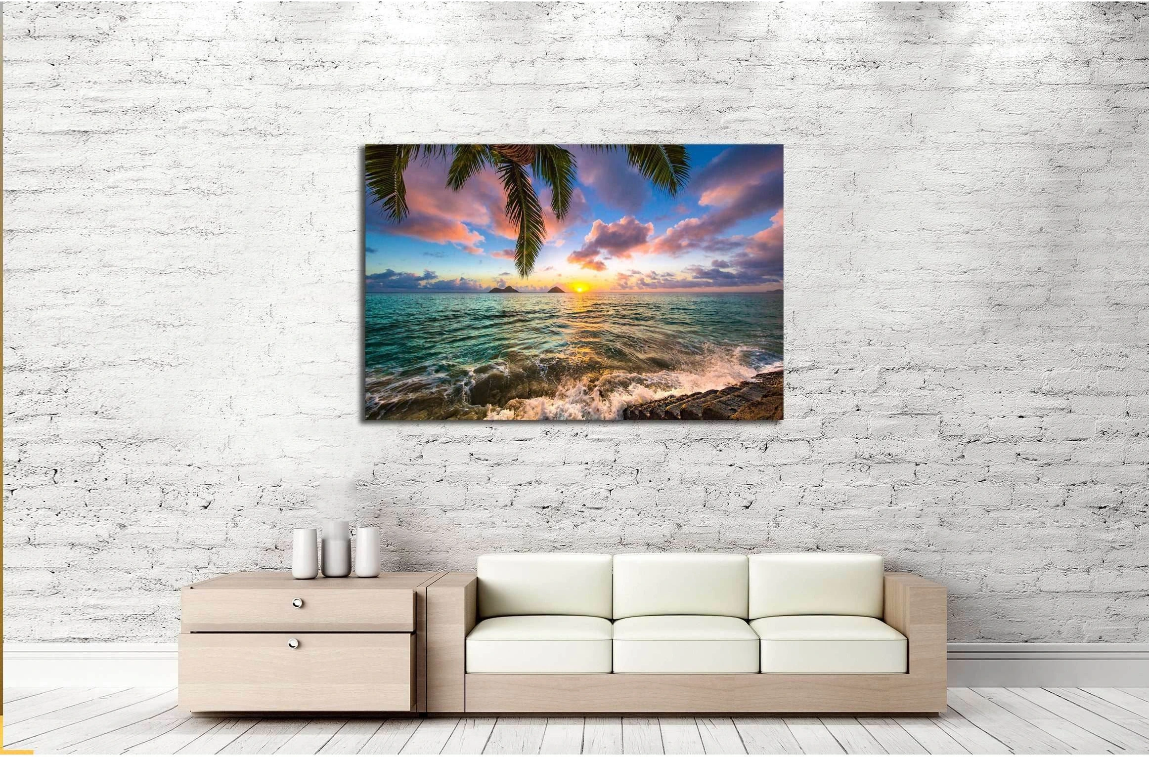 Beautiful Lanikai, Kailua Sunrise in Hawaii №3072 Ready to Hang Canvas Print - Zellart Canvas Prints ALL_Products, s-3071