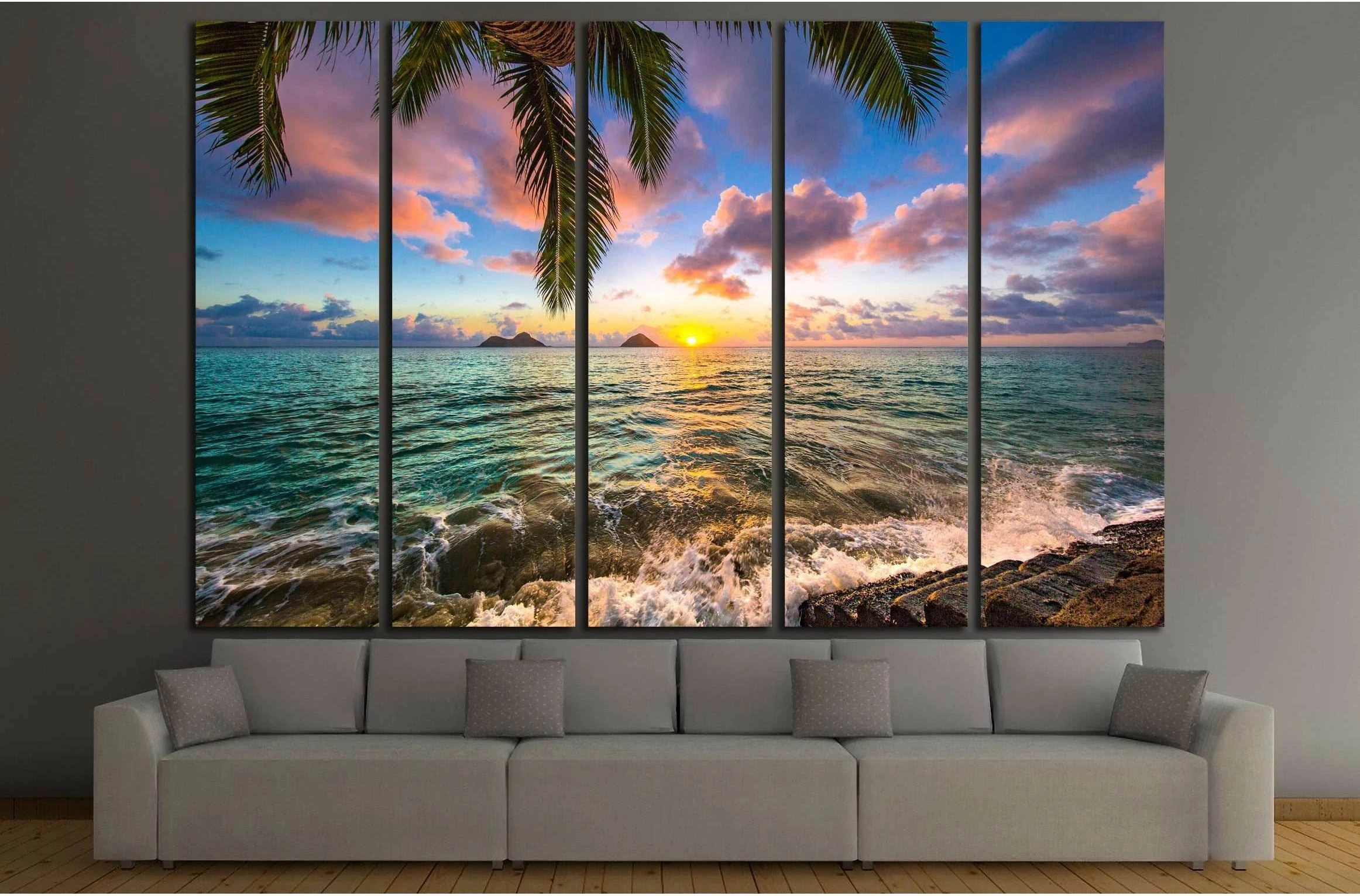 Beautiful Lanikai, Kailua Sunrise in Hawaii №3072 Ready to Hang Canvas Print - Zellart Canvas Prints ALL_Products, s-3071