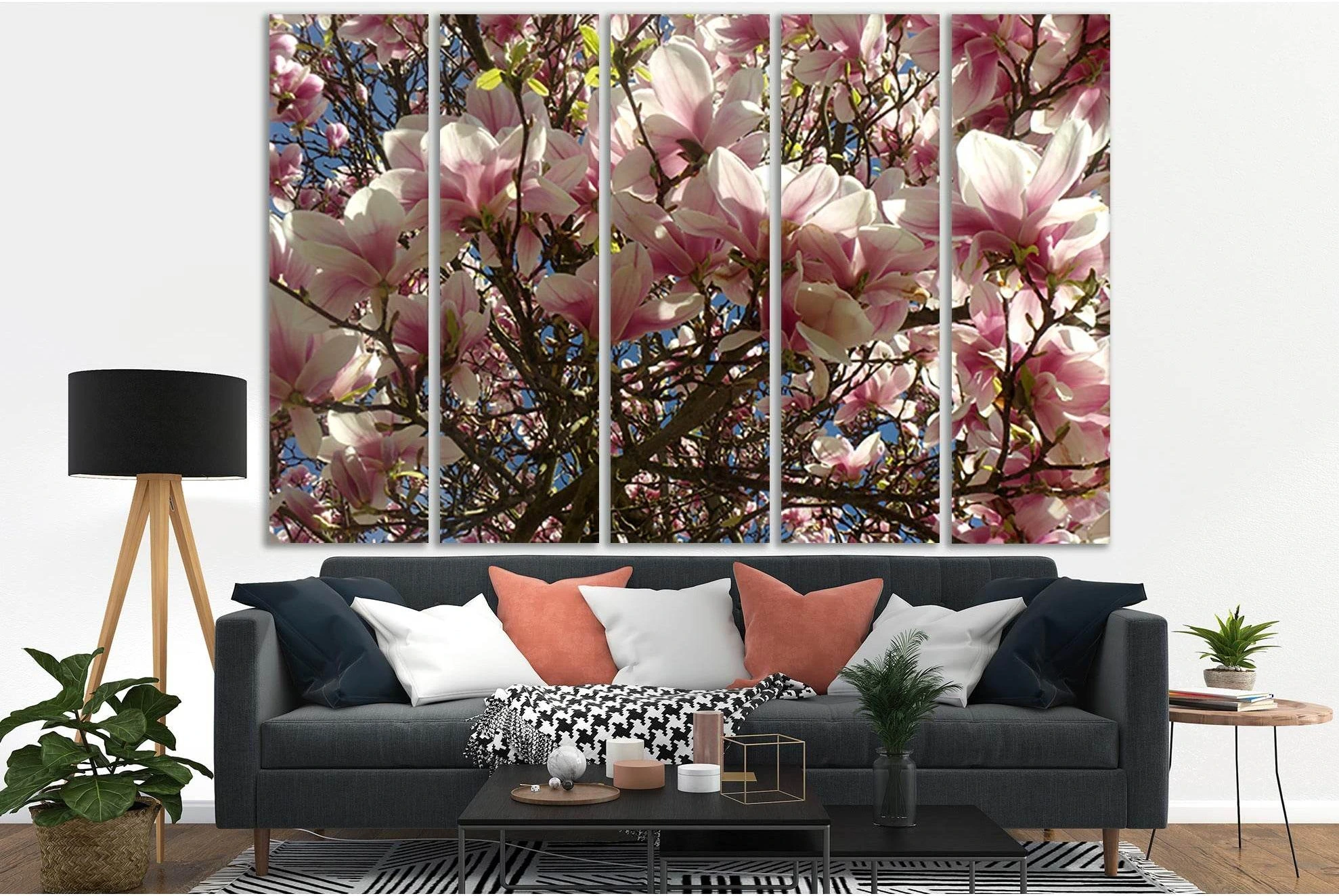 Beautiful Magnolia Flowers №SL805 Ready to Hang Canvas Print - Zellart Canvas Prints 0new, ALL_Products, Trees Wall Art