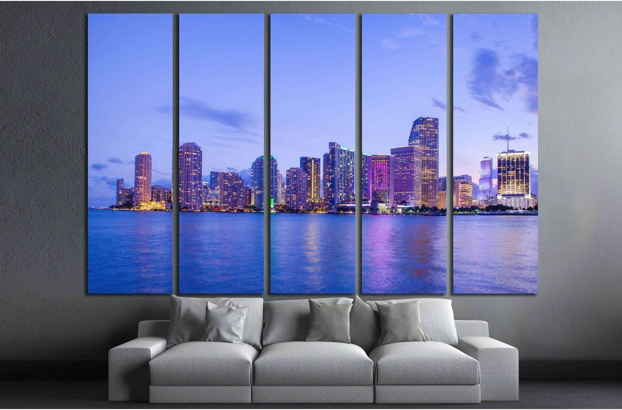 Beautiful Miami Florida skyline №1107 Ready to Hang Canvas Print - Zellart Canvas Prints ALL_Products, s-1107