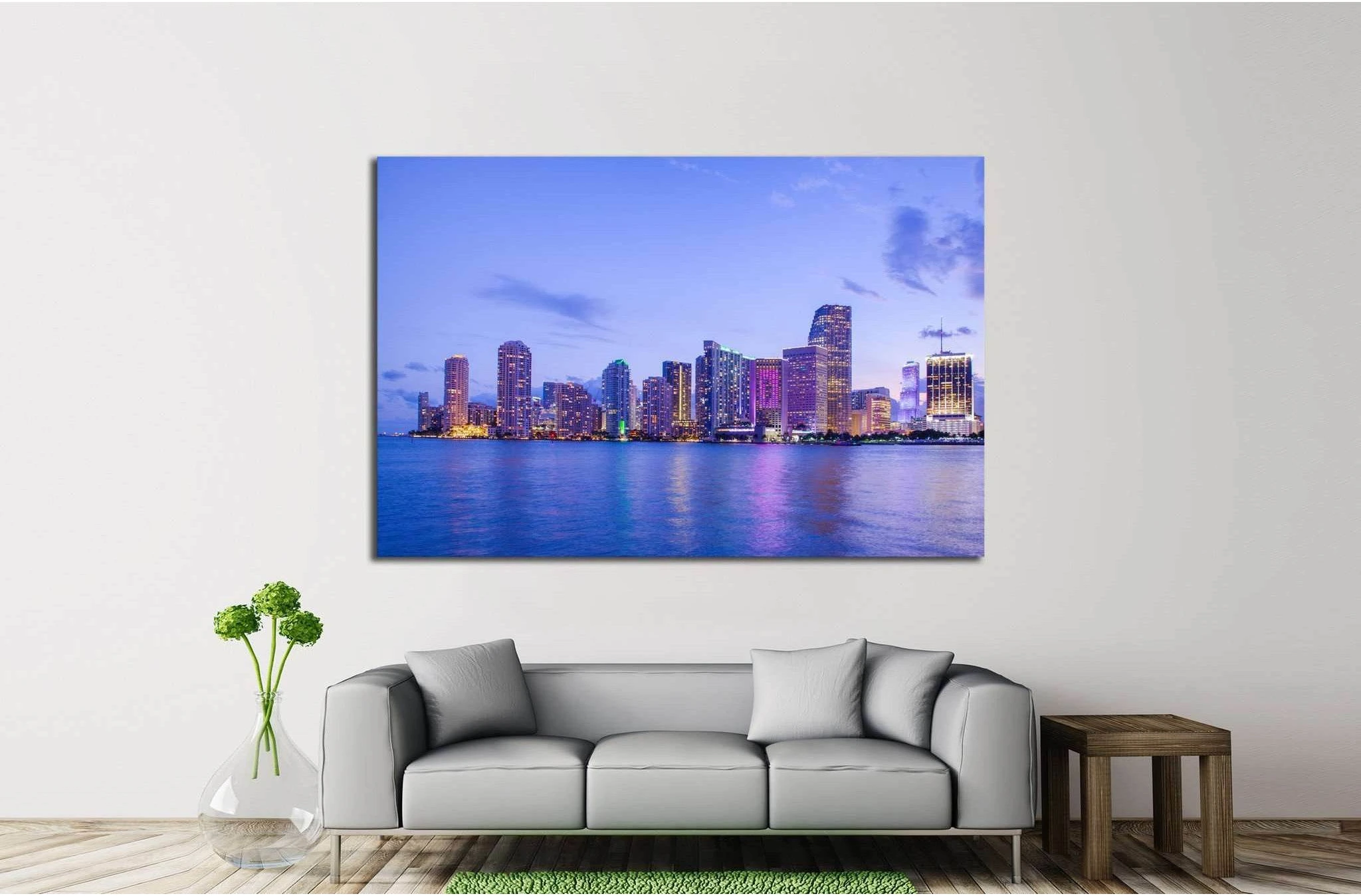 Beautiful Miami Florida skyline №1107 Ready to Hang Canvas Print - Zellart Canvas Prints ALL_Products, s-1107