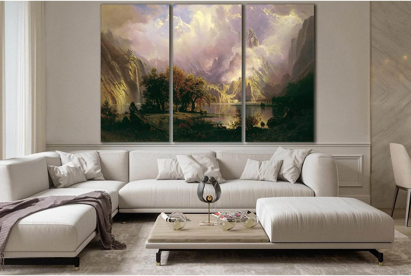 Beautiful Mountain Lake Oil Painting №SL557 Ready to Hang Canvas Print - Zellart Canvas Prints 0new, ALL_Products, Oil Painting Wall Art