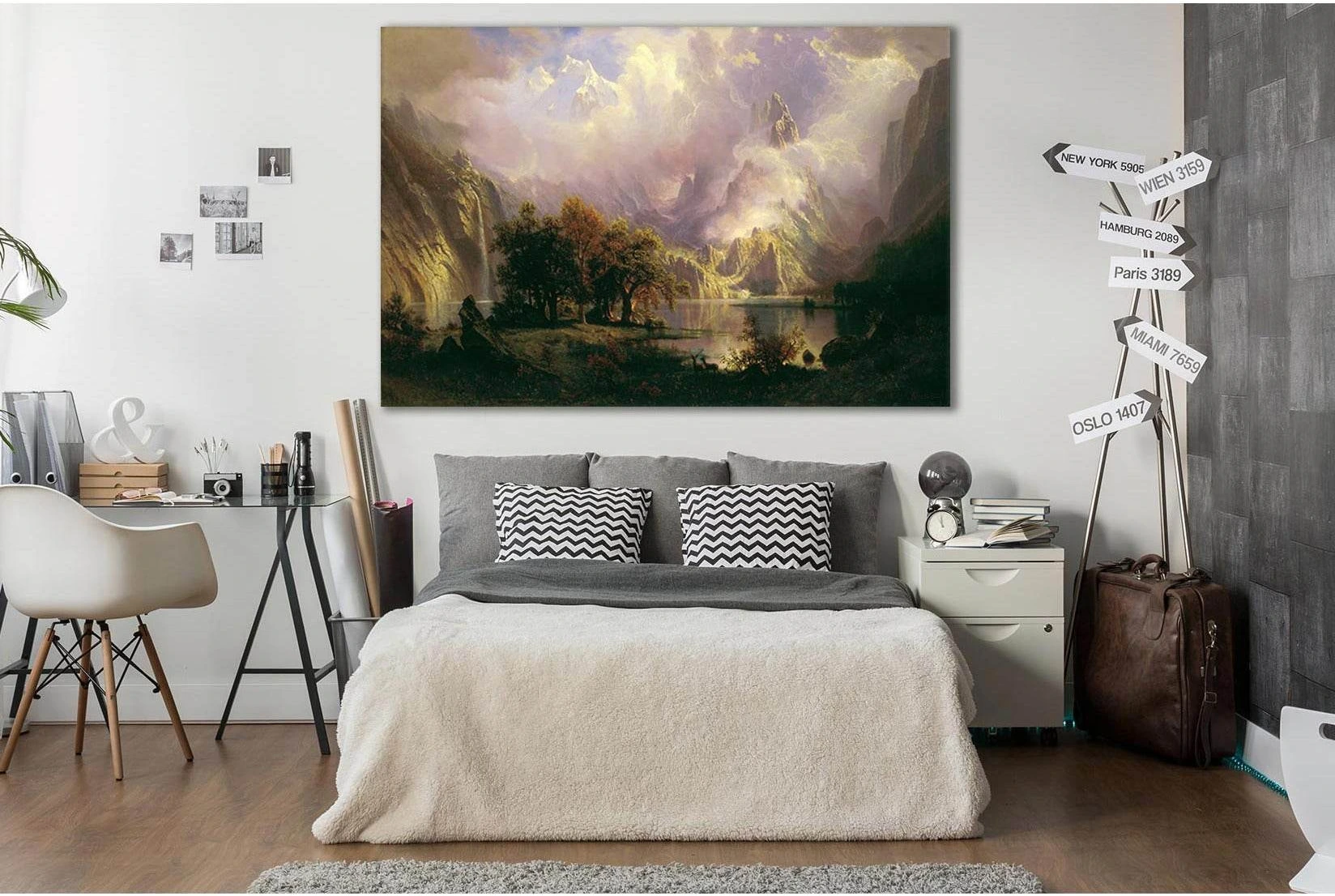 Beautiful Mountain Lake Oil Painting №SL557 Ready to Hang Canvas Print - Zellart Canvas Prints 0new, ALL_Products, Oil Painting Wall Art