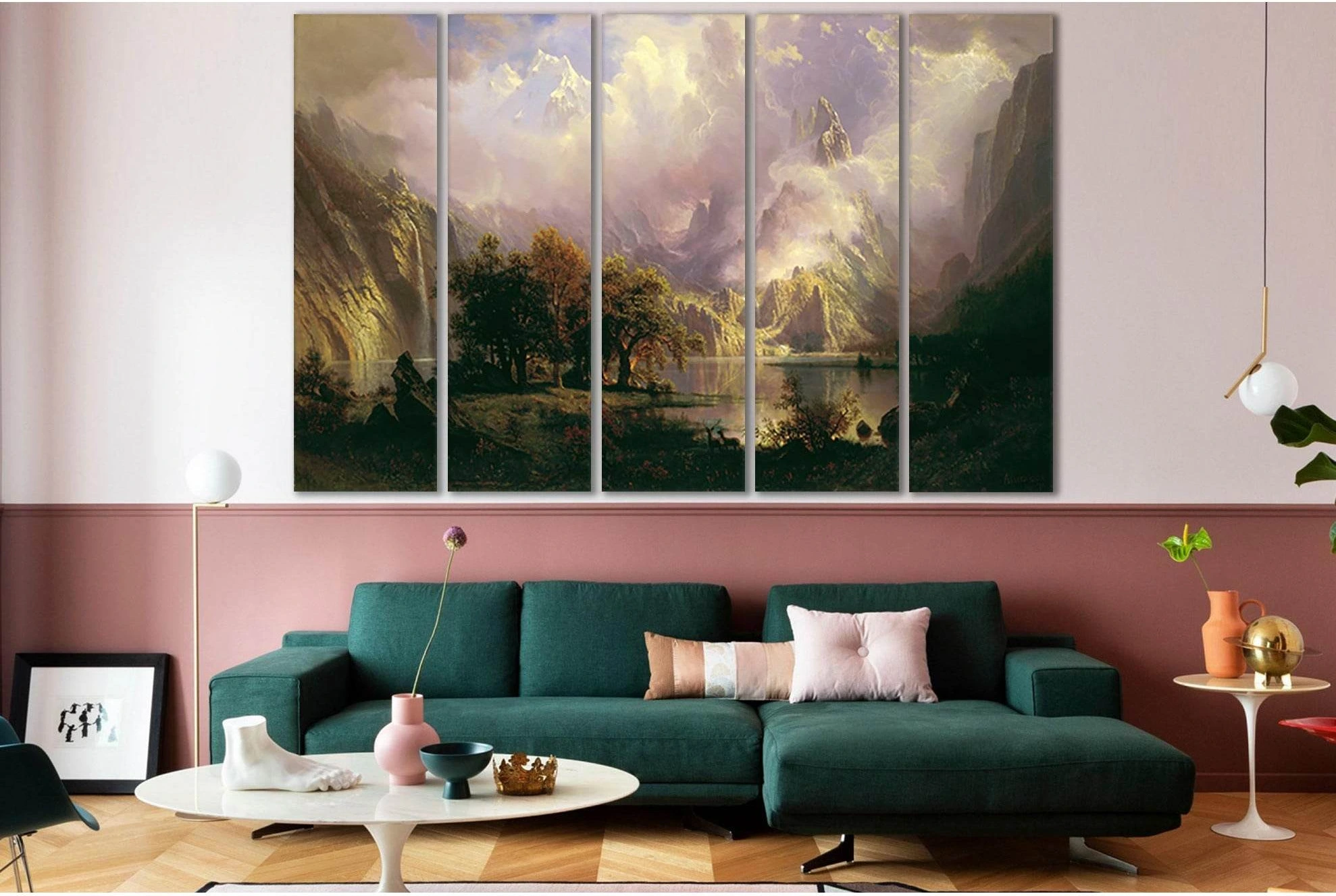 Beautiful Mountain Lake Oil Painting №SL557 Ready to Hang Canvas Print - Zellart Canvas Prints 0new, ALL_Products, Oil Painting Wall Art