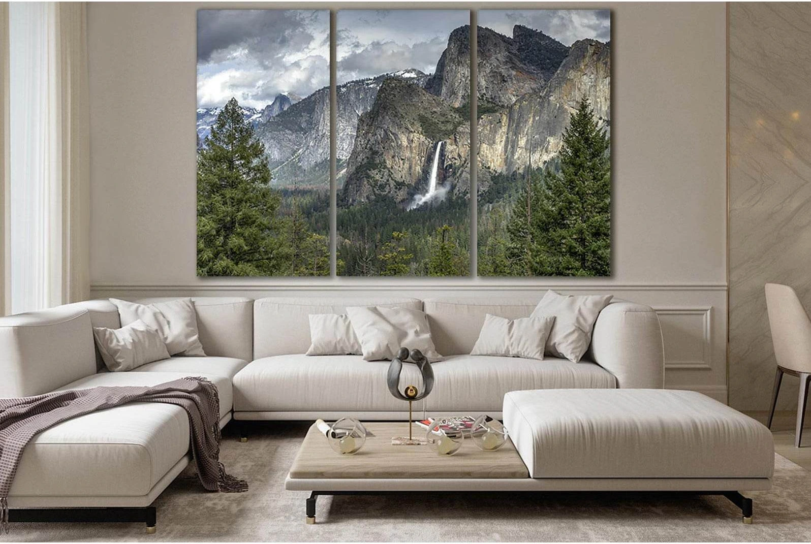 Beautiful Mountain Waterfall №SL443 Ready to Hang Canvas Print - Zellart Canvas Prints 0new, ALL_Products, Waterfall, Waterfall Wall Art