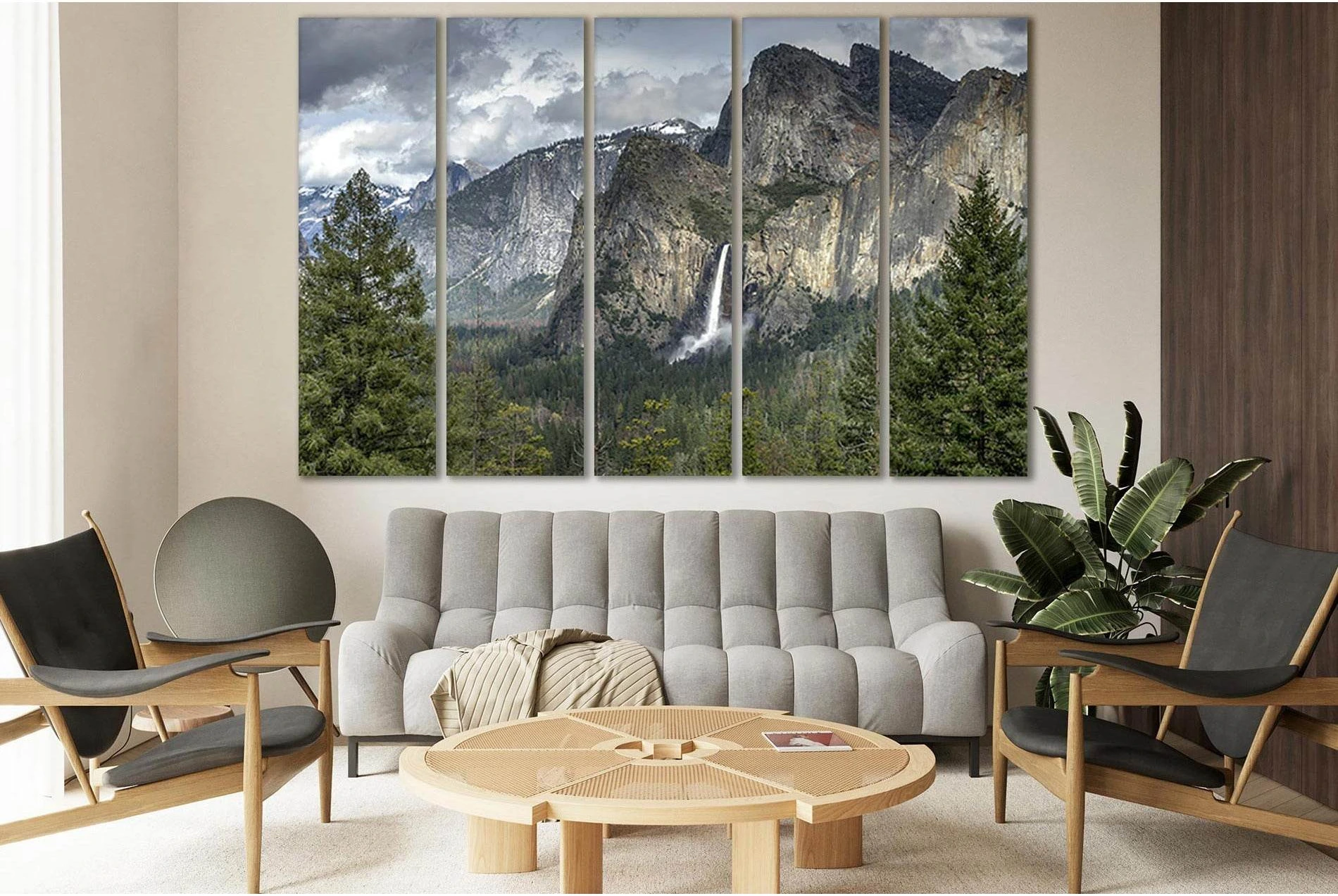 Beautiful Mountain Waterfall №SL443 Ready to Hang Canvas Print - Zellart Canvas Prints 0new, ALL_Products, Waterfall, Waterfall Wall Art