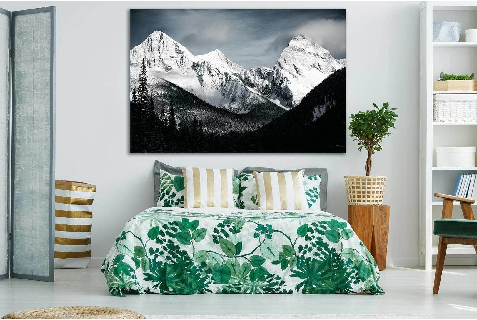 Beautiful Mountains In Winter Black And White №SL857 Ready to Hang Canvas Print - Zellart Canvas Prints 0new, ALL_Products, Black & White Wall Art