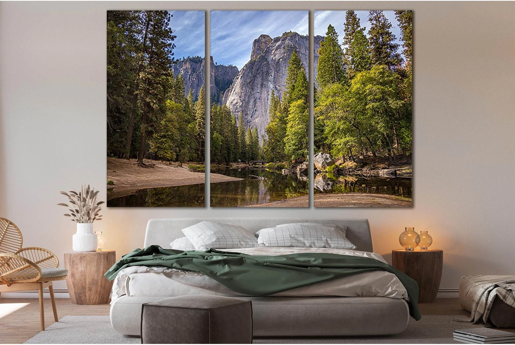Beautiful Mountains Trees River Forest №SL501 Ready to Hang Canvas Print - Zellart Canvas Prints 0new, ALL_Products, Trees Wall Art