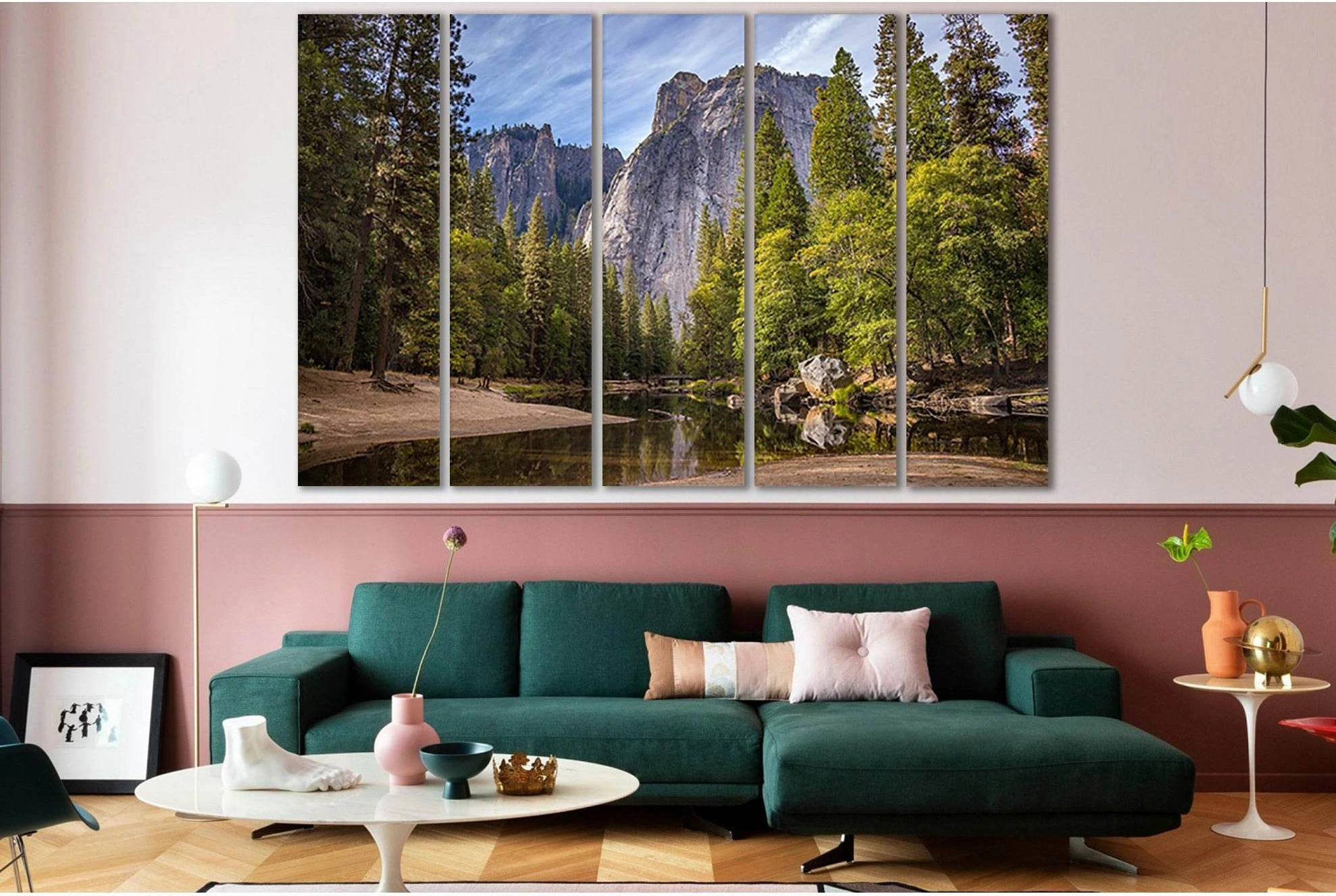 Beautiful Mountains Trees River Forest №SL501 Ready to Hang Canvas Print - Zellart Canvas Prints 0new, ALL_Products, Trees Wall Art
