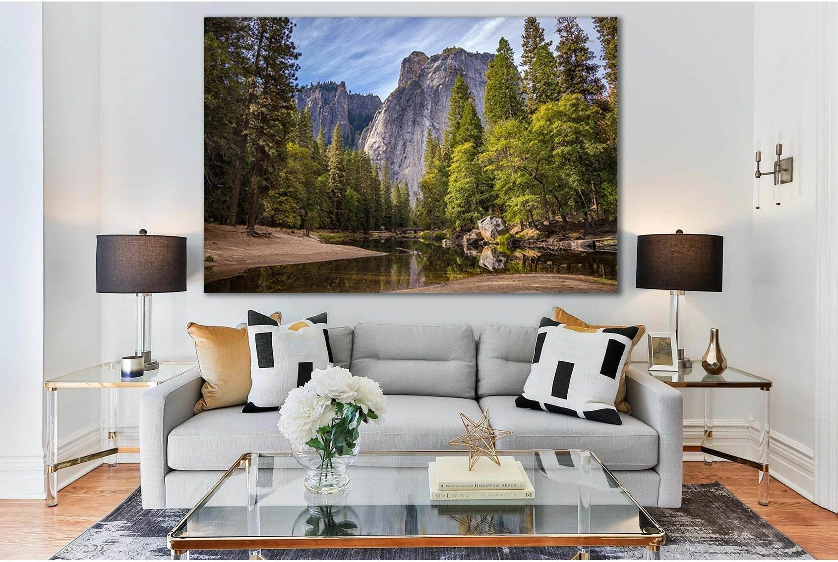 Beautiful Mountains Trees River Forest №SL501 Ready to Hang Canvas Print - Zellart Canvas Prints 0new, ALL_Products, Trees Wall Art