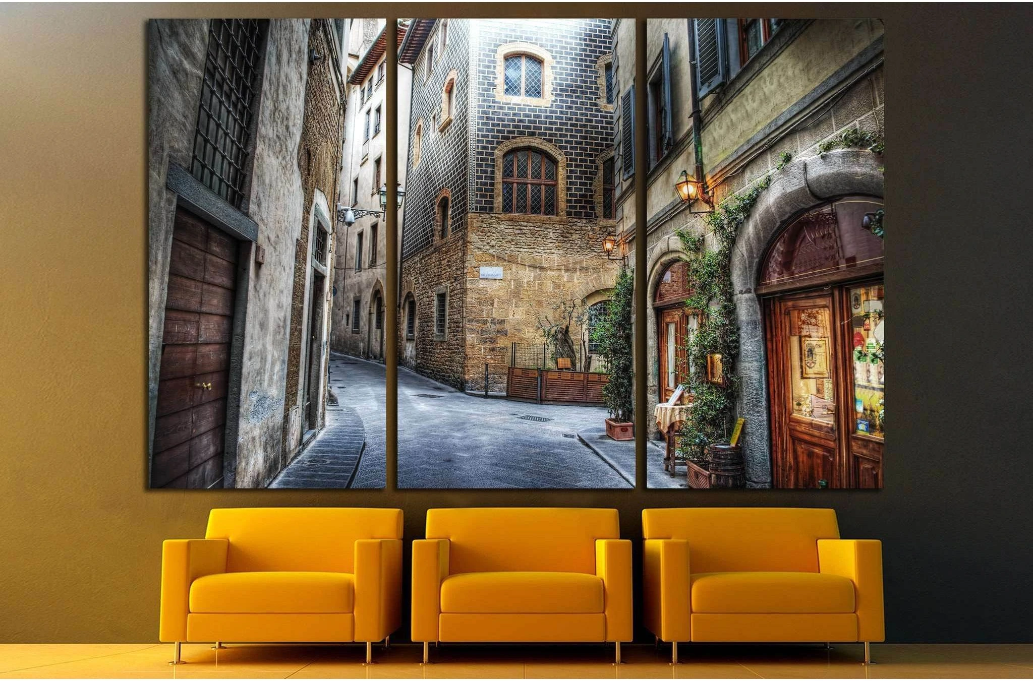 beautiful narrow street in Florence, Italy №1447 Ready to Hang Canvas Print - Zellart Canvas Prints ALL_Products, s-1447