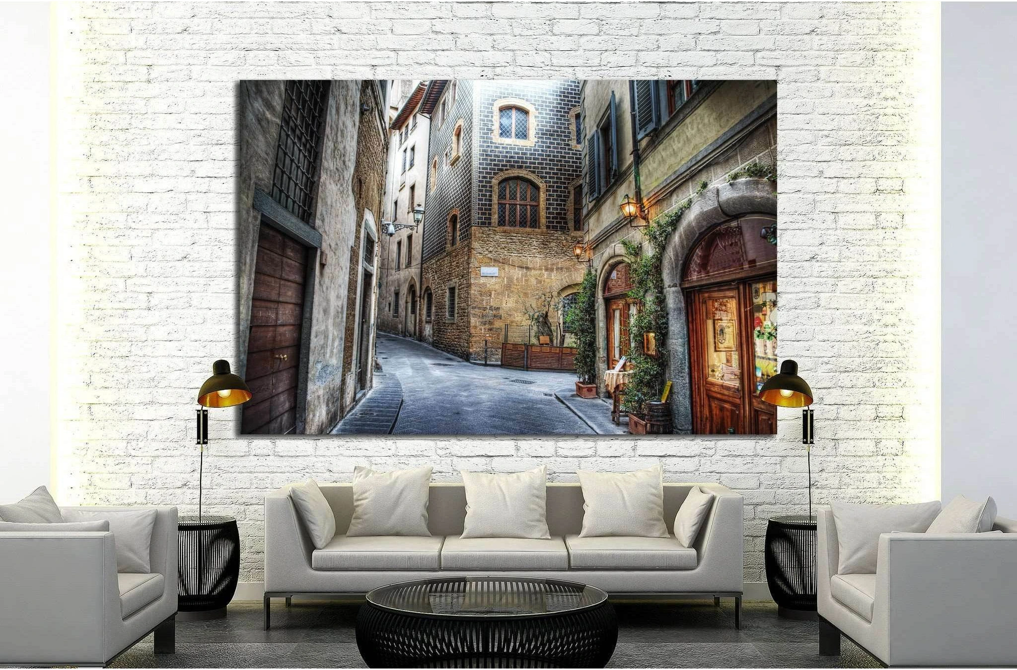 beautiful narrow street in Florence, Italy №1447 Ready to Hang Canvas Print - Zellart Canvas Prints ALL_Products, s-1447