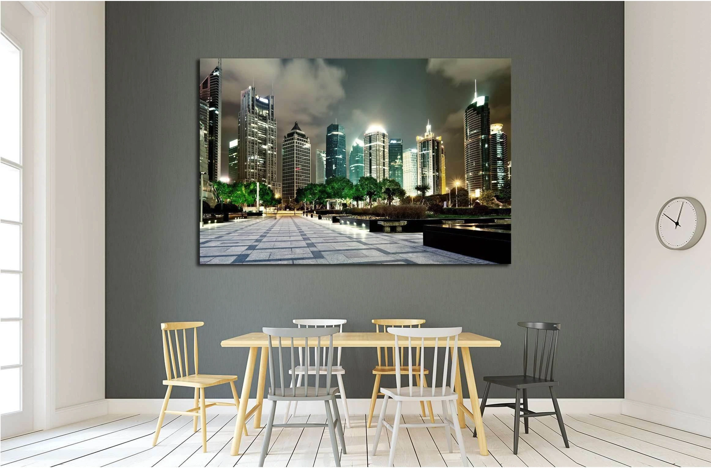 beautiful night scene in shanghai financial center №2238 Ready to Hang Canvas Print - Zellart Canvas Prints ALL_Products, s-2238