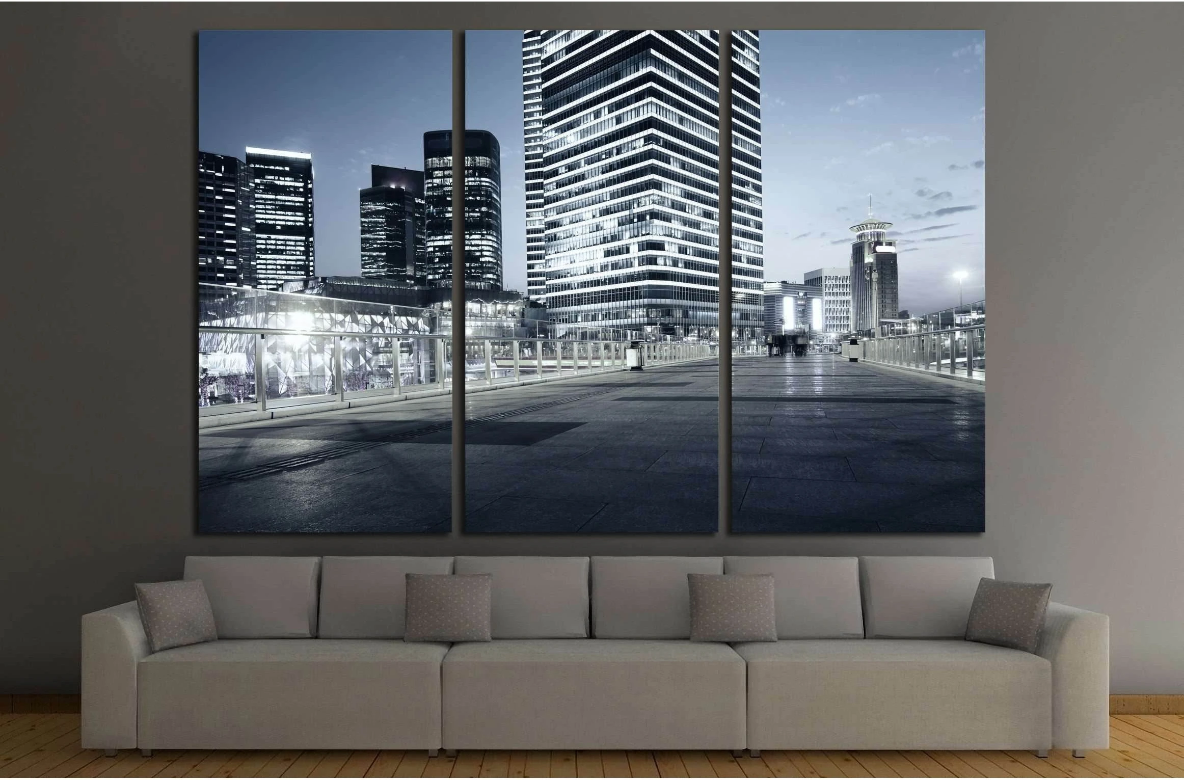 beautiful night view of modern buildings in shanghai №2144 Ready to Hang Canvas Print - Zellart Canvas Prints ALL_Products, s-2144