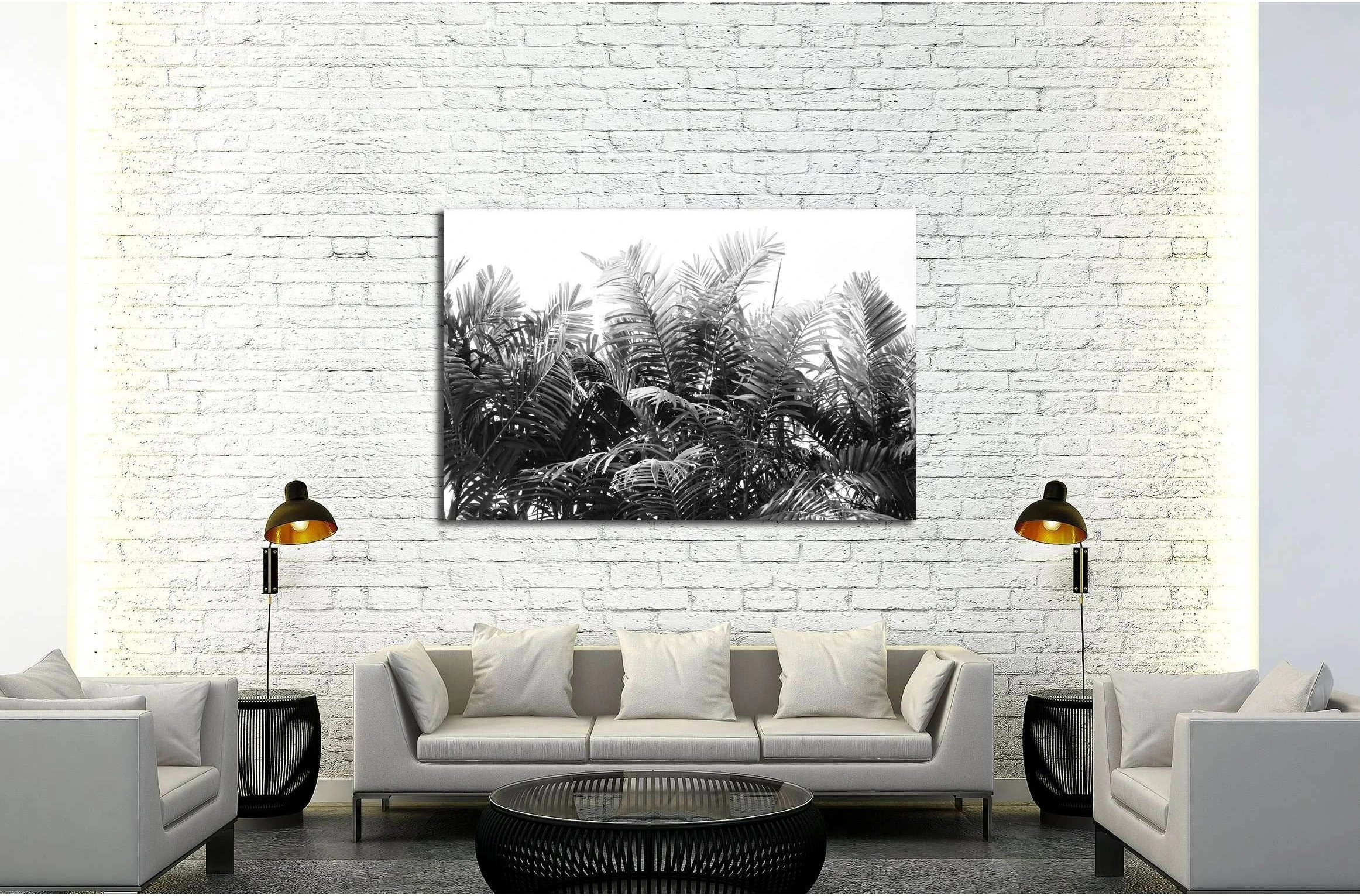 beautiful palms leaf on white background №3273 Ready to Hang Canvas Print - Zellart Canvas Prints ALL_Products, s-3273
