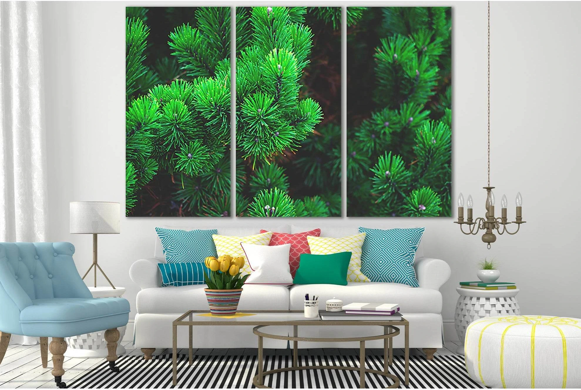 Beautiful Pine Needles №SL512 Ready to Hang Canvas Print - Zellart Canvas Prints 0new, ALL_Products, Trees Wall Art