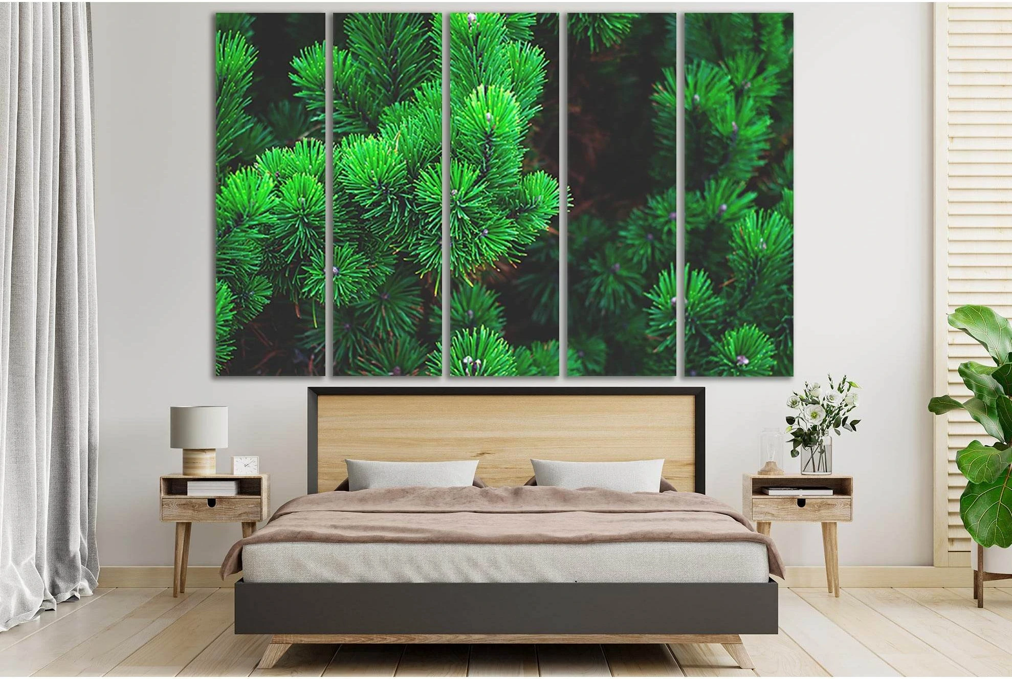 Beautiful Pine Needles №SL512 Ready to Hang Canvas Print - Zellart Canvas Prints 0new, ALL_Products, Trees Wall Art