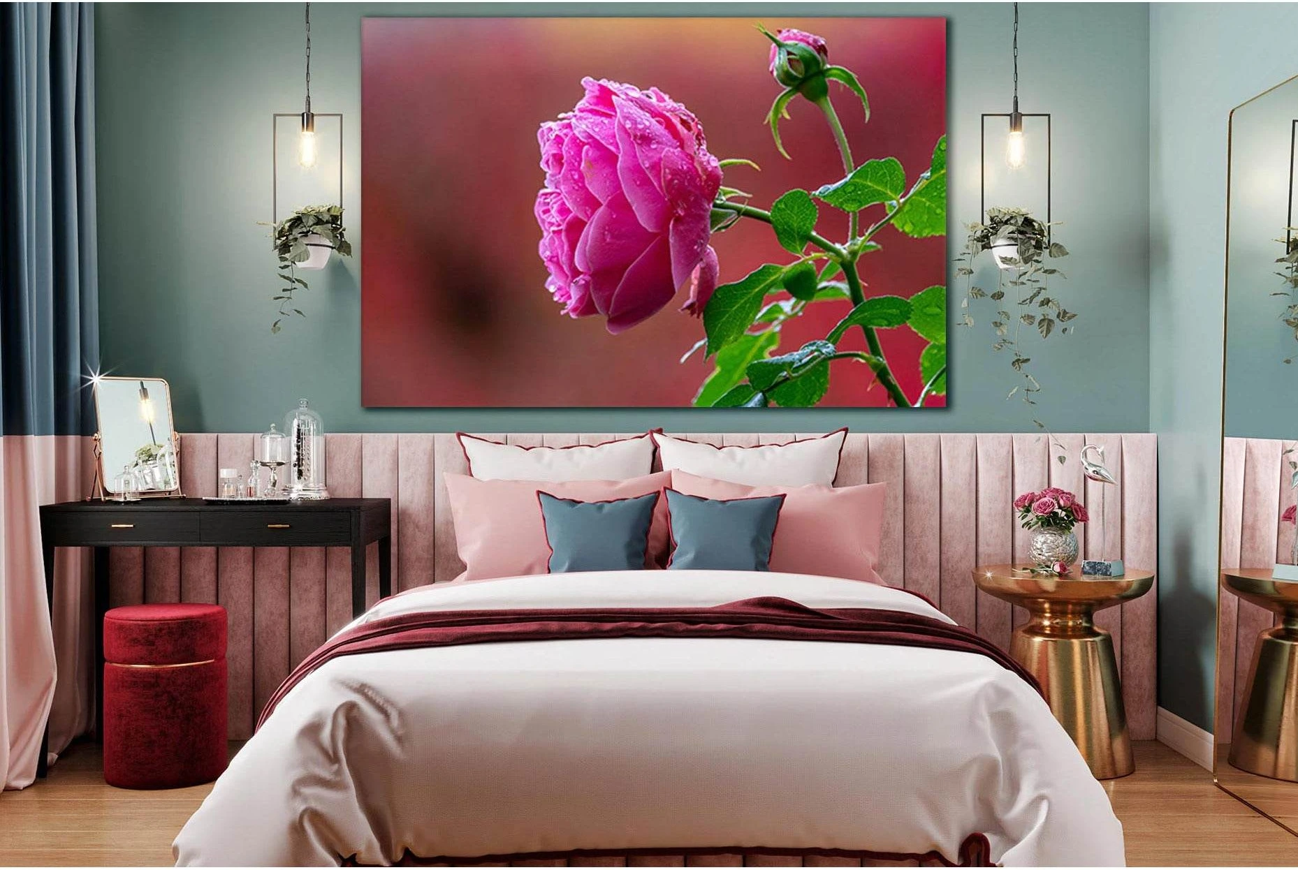 Beautiful Pink Rose Bud №SL729 Ready to Hang Canvas Print - Zellart Canvas Prints 0new, ALL_Products, Floral & Botanical Wall Art