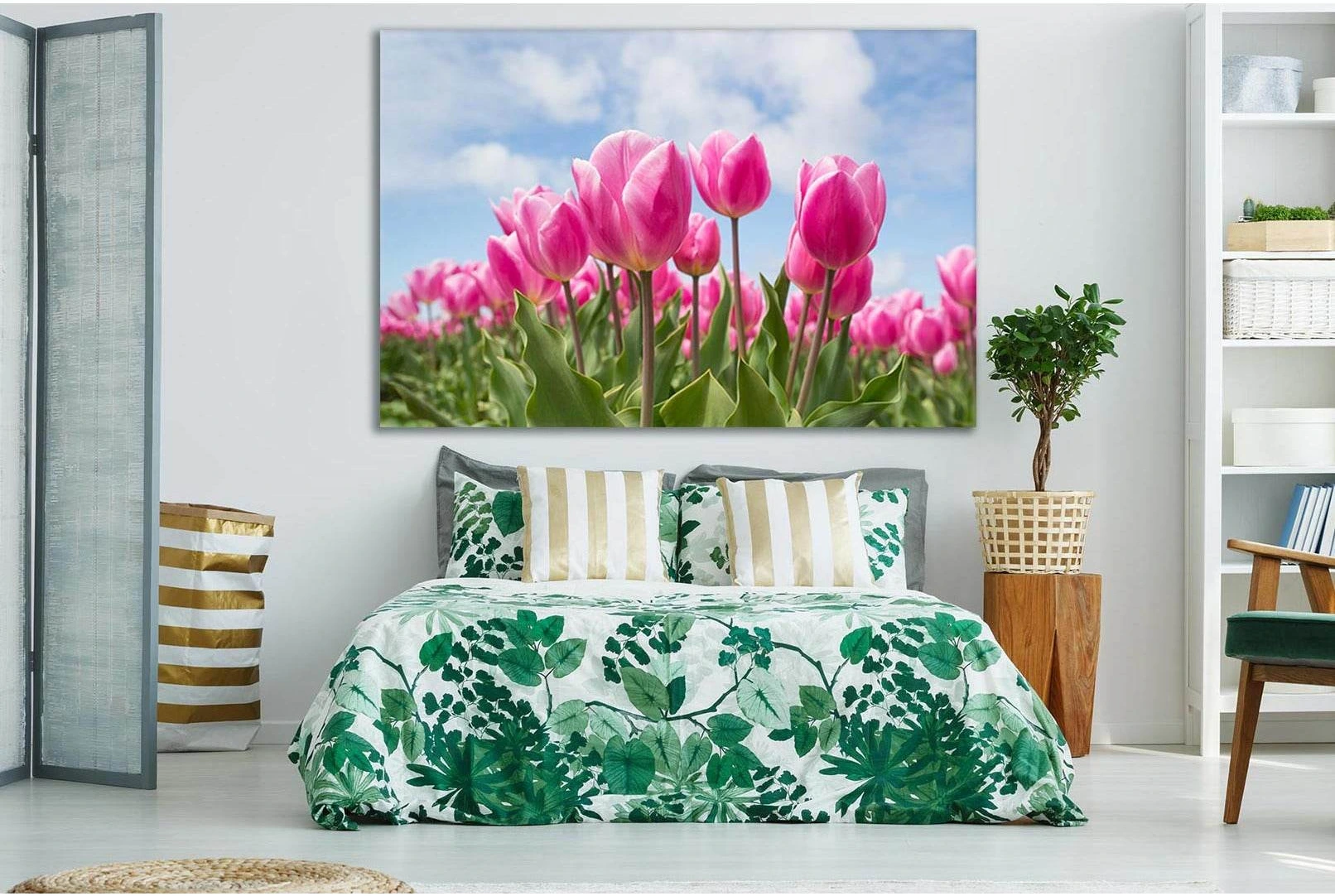 Beautiful Pink Tulips №SL698 Ready to Hang Canvas Print - Zellart Canvas Prints 0new, ALL_Products, Floral & Botanical Wall Art