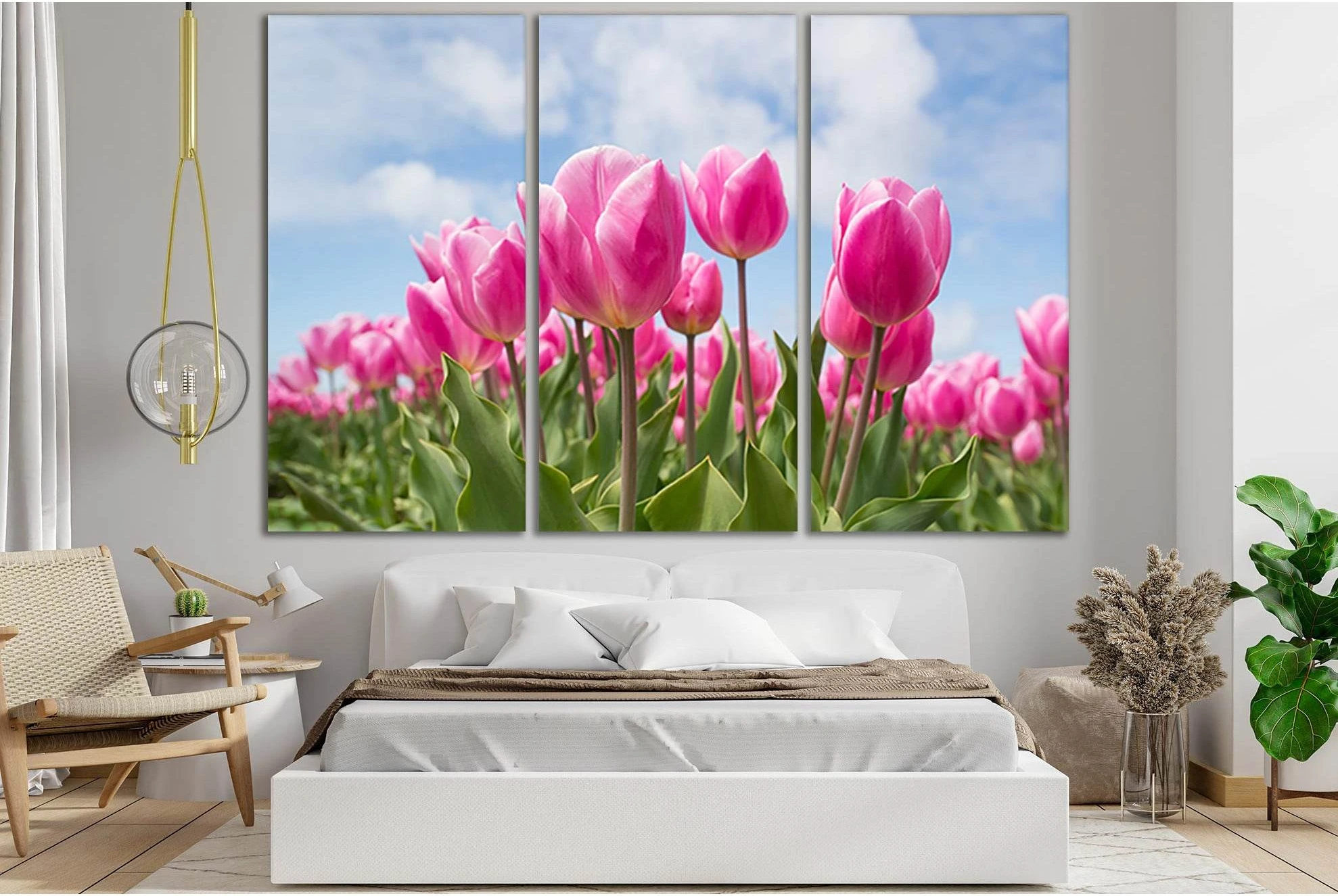 Beautiful Pink Tulips №SL698 Ready to Hang Canvas Print - Zellart Canvas Prints 0new, ALL_Products, Floral & Botanical Wall Art