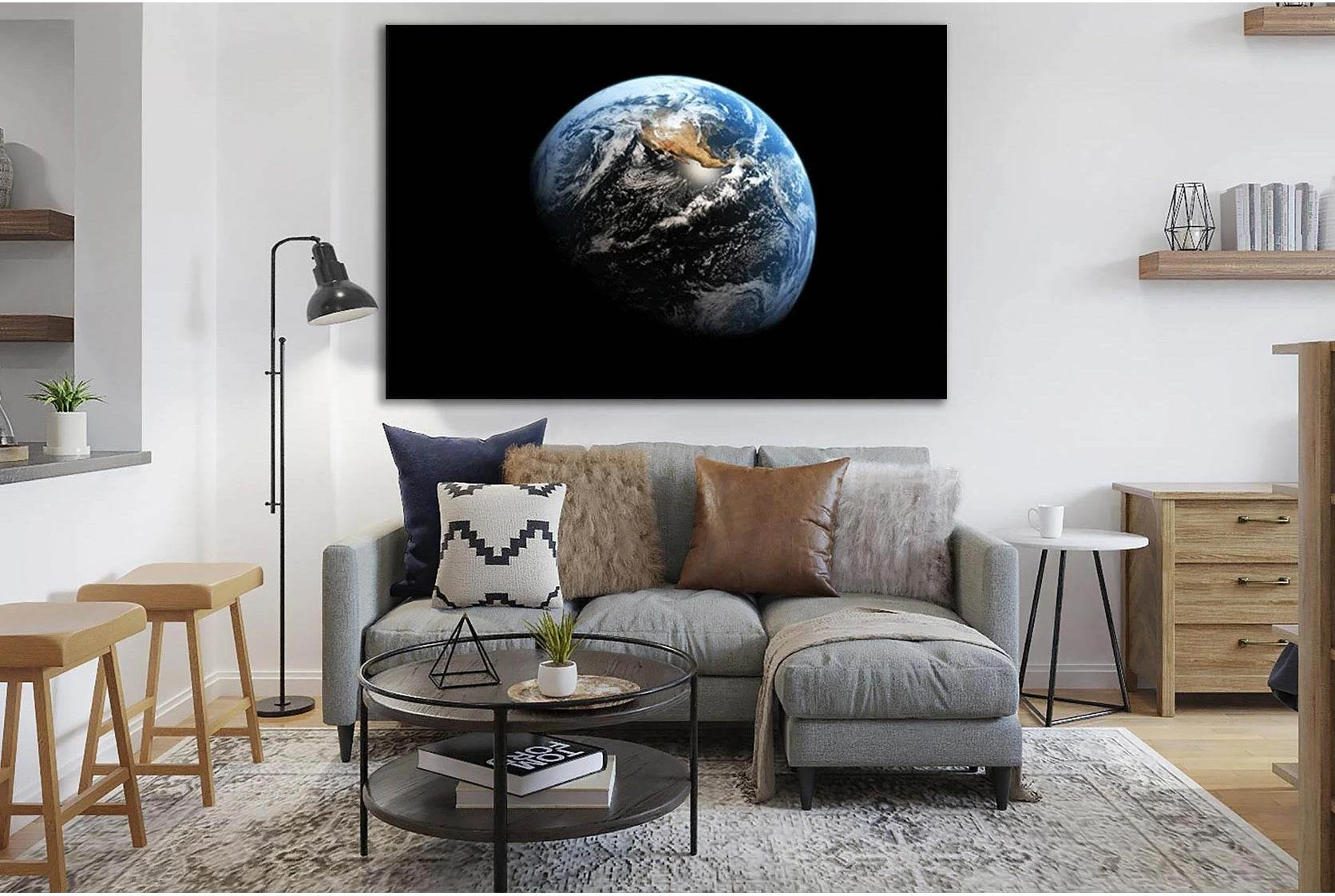 Beautiful Planet Earth №SL412 Ready to Hang Canvas Print - Zellart Canvas Prints 0new, ALL_Products, Astronomy & Space Canvas Wall Art