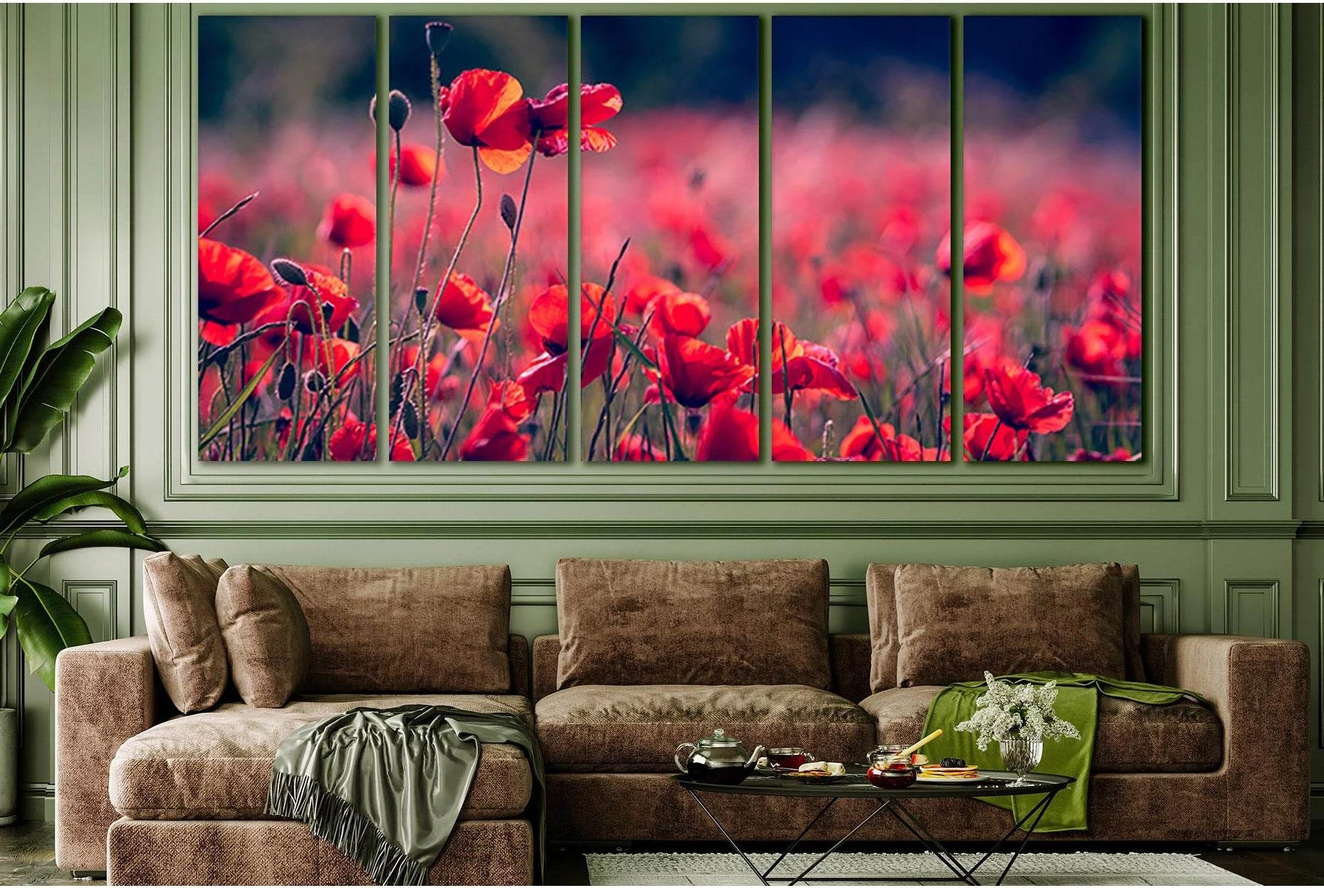 Beautiful Poppy Field №SL684 Ready to Hang Canvas Print - Zellart Canvas Prints 0new, ALL_Products, Floral & Botanical Wall Art