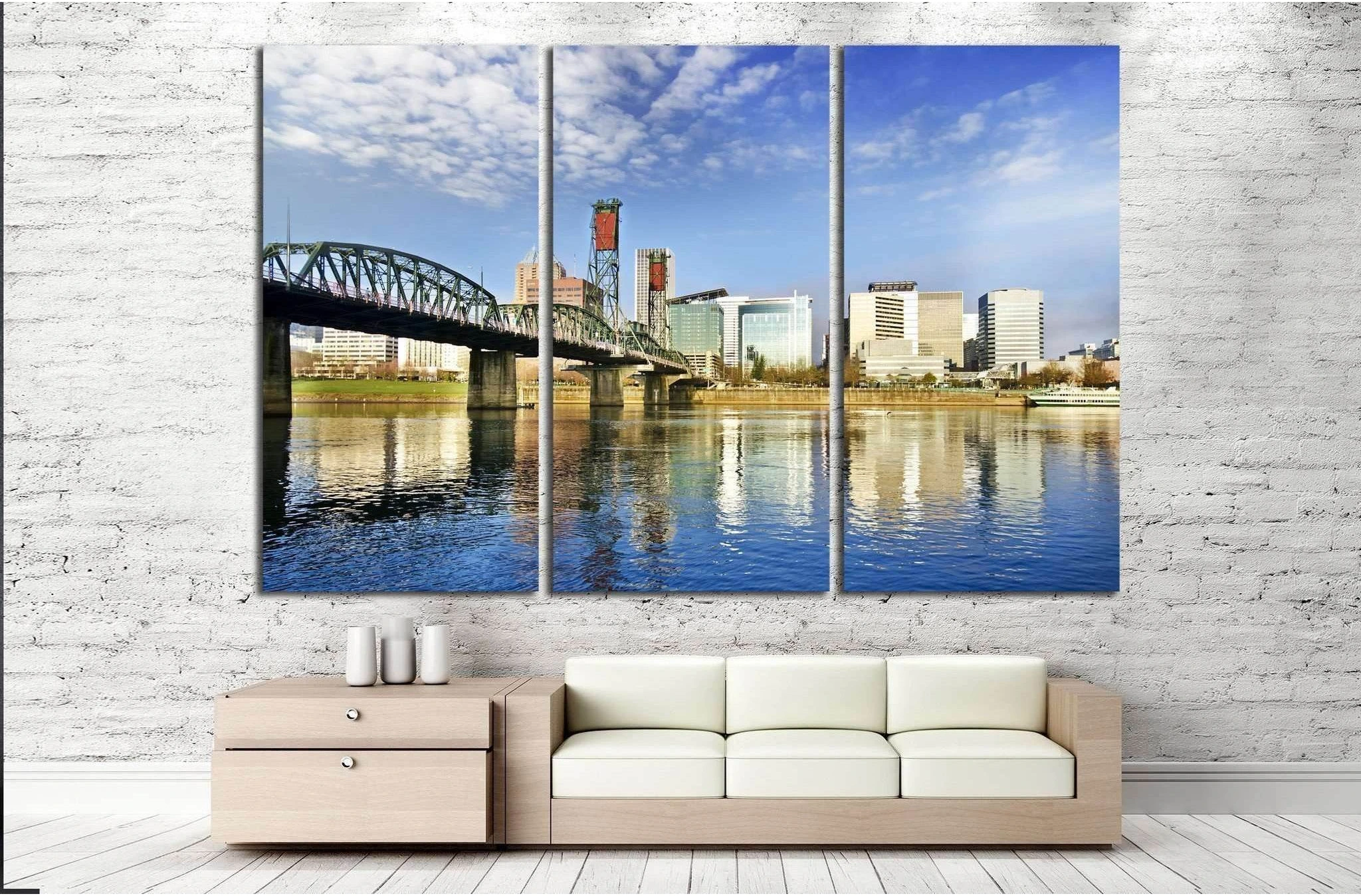 Beautiful portland skyline №782 Ready to Hang Canvas Print - Zellart Canvas Prints ALL_Products, s-782