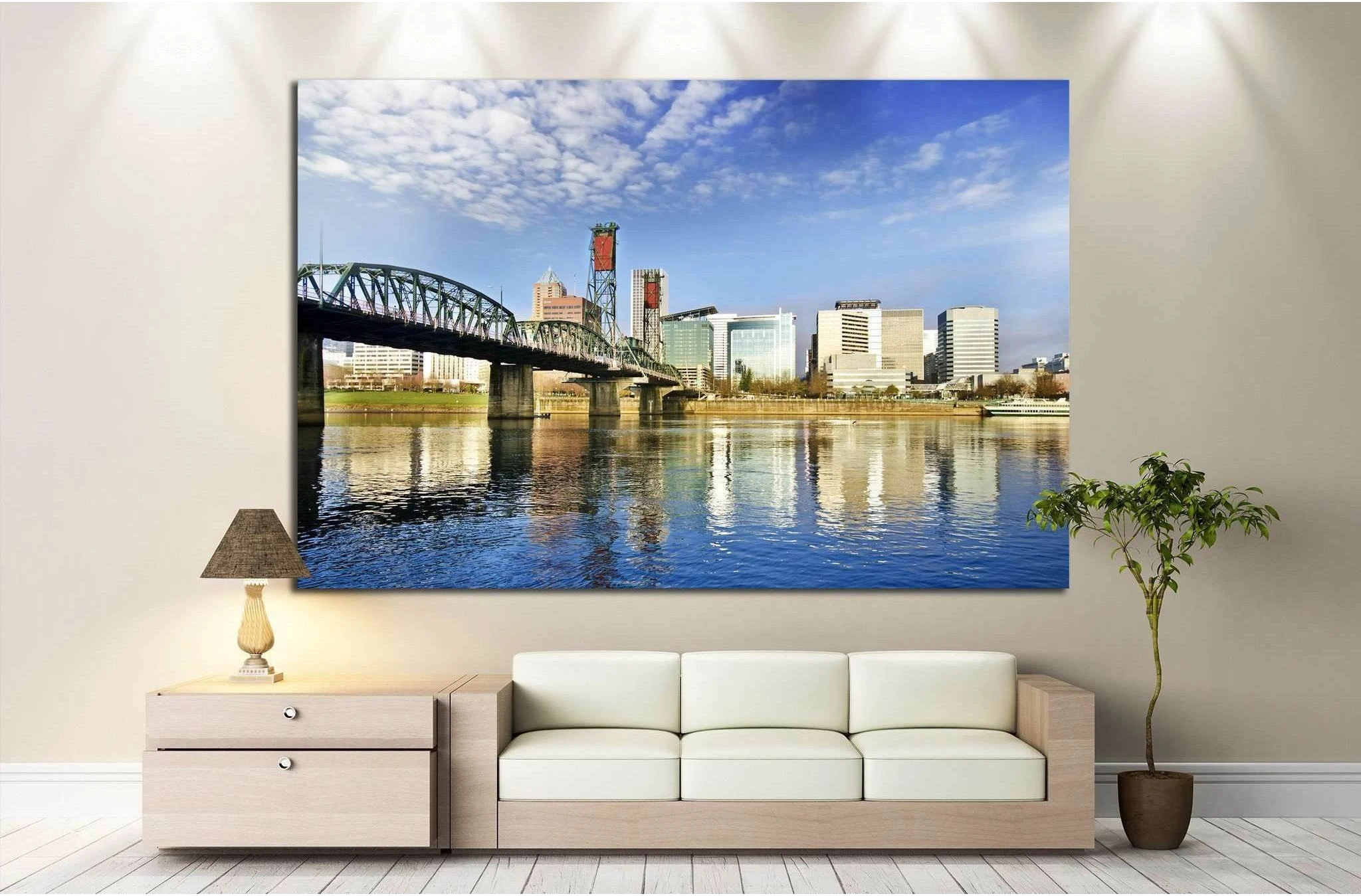Beautiful portland skyline №782 Ready to Hang Canvas Print - Zellart Canvas Prints ALL_Products, s-782