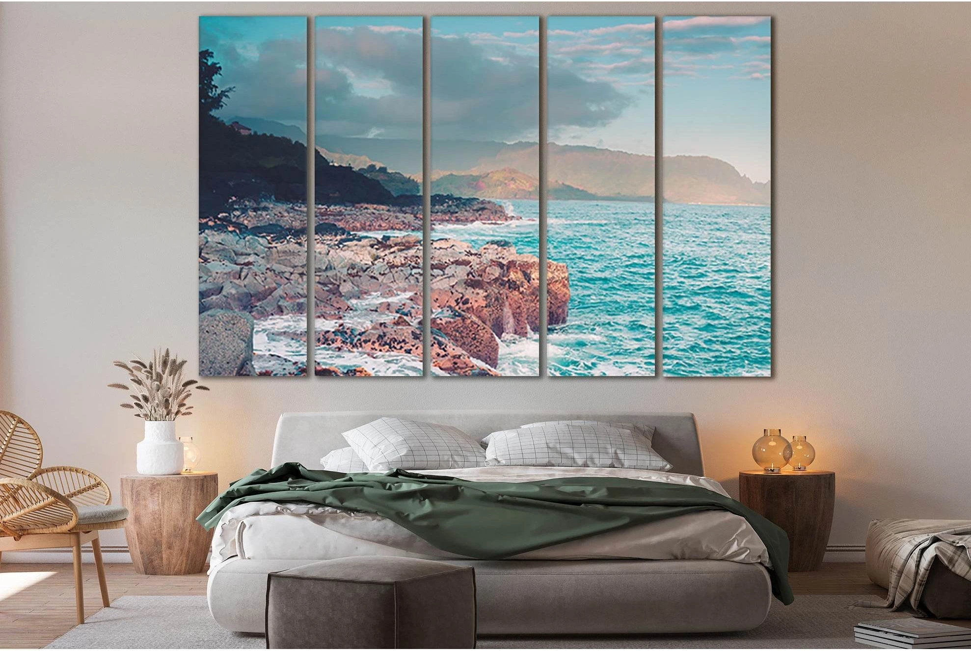 Beautiful Rocks On The Shore №SL131 Ready to Hang Canvas Print - Zellart Canvas Prints 0new, ALL_Products, Beach Ocean & Waves