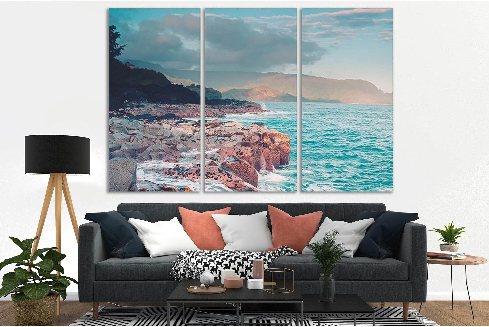 Beautiful Rocks On The Shore №SL131 Ready to Hang Canvas Print - Zellart Canvas Prints 0new, ALL_Products, Beach Ocean & Waves