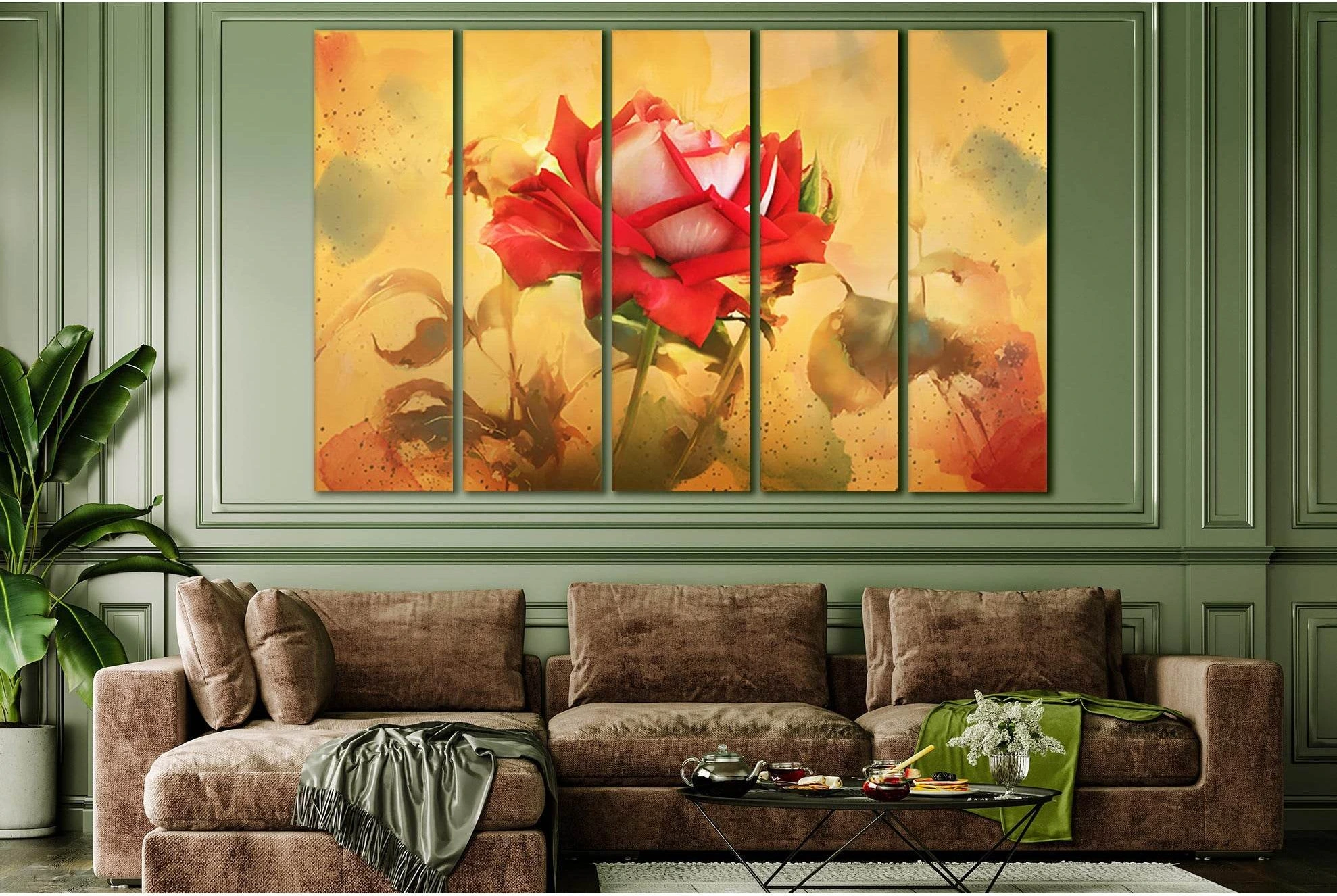 Beautiful Rose Oil Painting №SL570 Ready to Hang Canvas Print - Zellart Canvas Prints 0new, ALL_Products, Oil Painting Wall Art