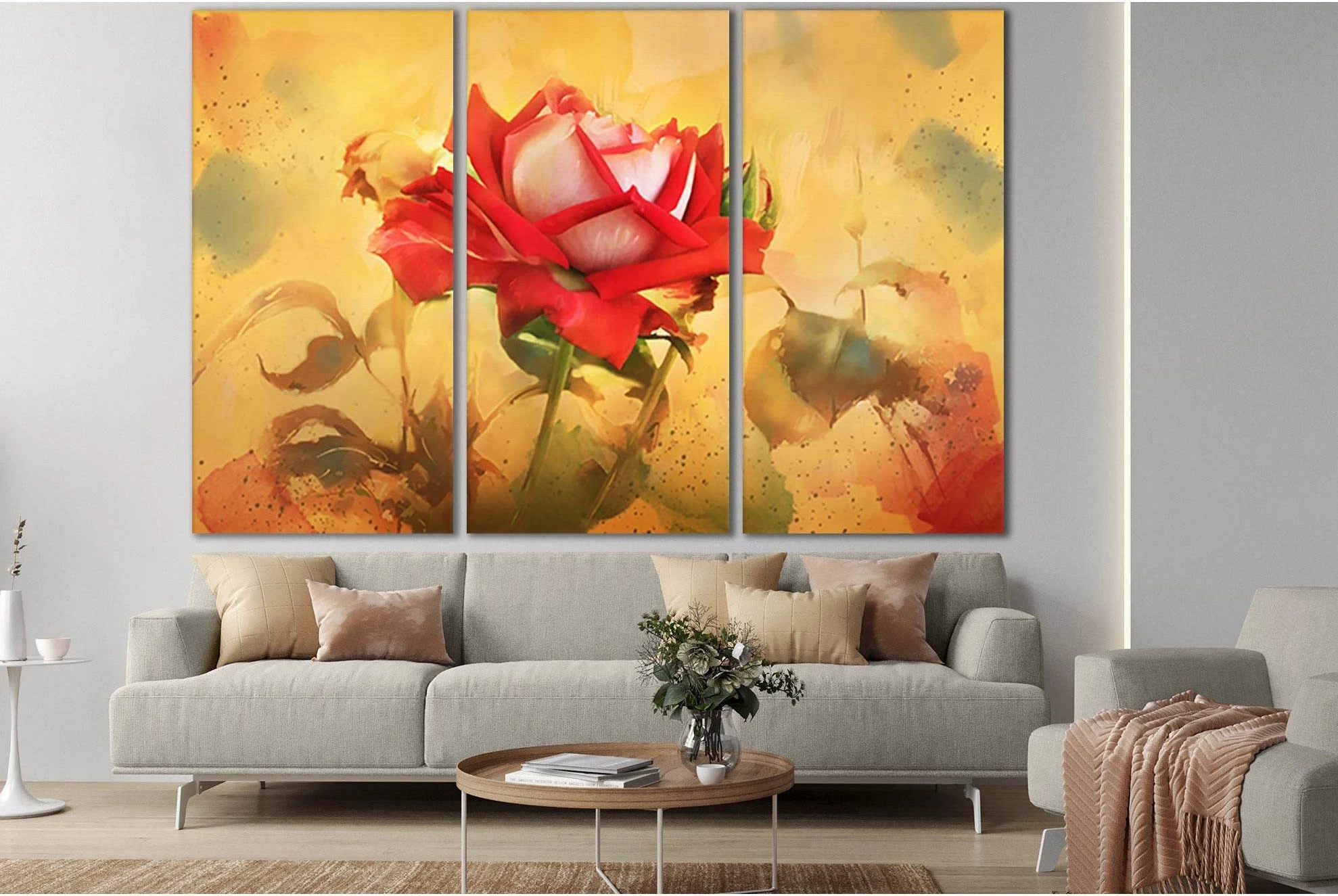 Beautiful Rose Oil Painting №SL570 Ready to Hang Canvas Print - Zellart Canvas Prints 0new, ALL_Products, Oil Painting Wall Art