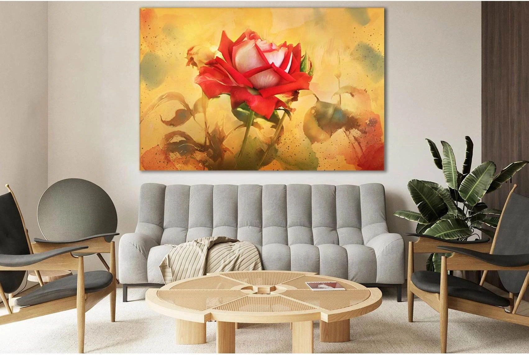 Beautiful Rose Oil Painting №SL570 Ready to Hang Canvas Print - Zellart Canvas Prints 0new, ALL_Products, Oil Painting Wall Art