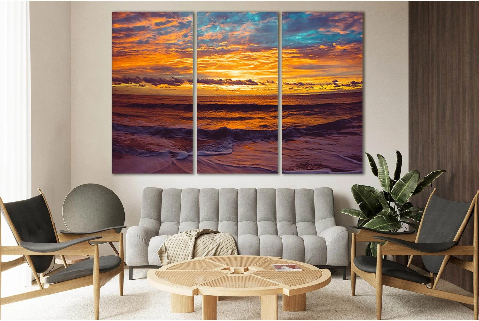 Beautiful Sea Sunset №SL100 Ready to Hang Canvas Print - Zellart Canvas Prints 0new, ALL_Products, Beach Ocean & Waves