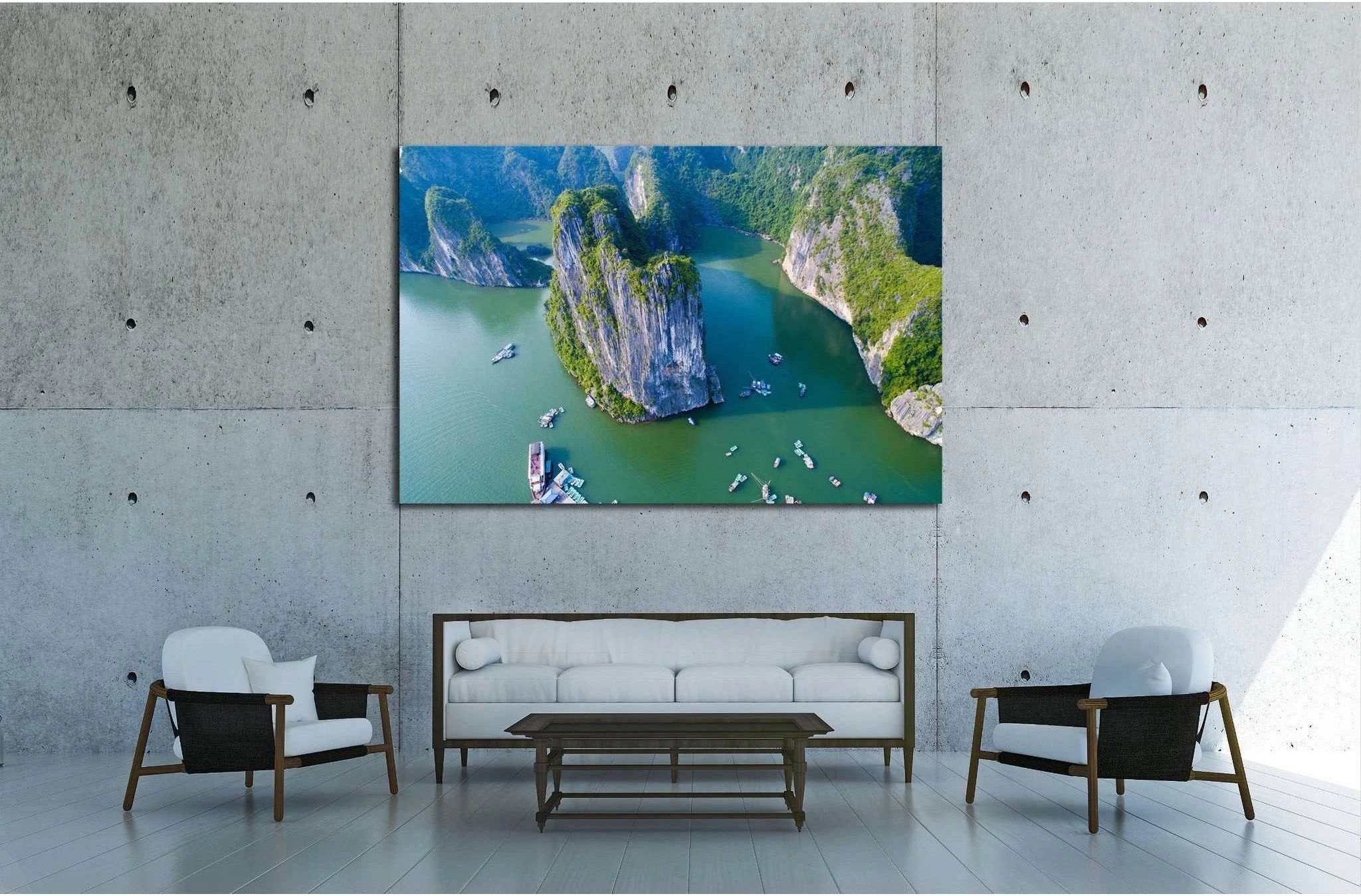 Beautiful seascape with sea and mountain from, Halong bay, Vietnam №1902 Ready to Hang Canvas Print - Zellart Canvas Prints ALL_Products, s-1902