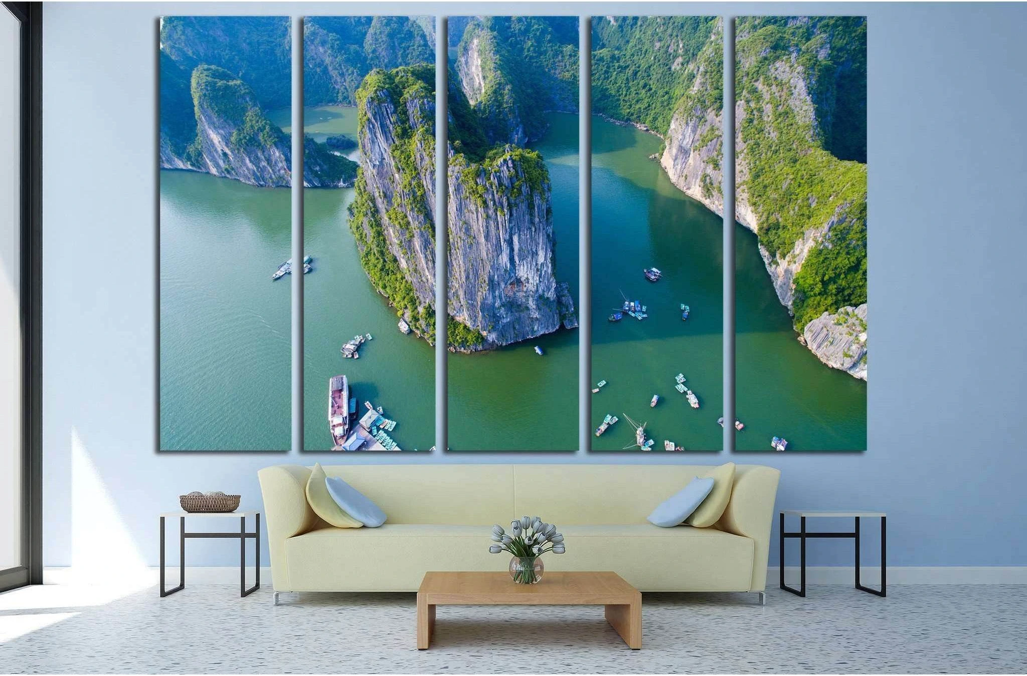 Beautiful seascape with sea and mountain from, Halong bay, Vietnam №1902 Ready to Hang Canvas Print - Zellart Canvas Prints ALL_Products, s-1902