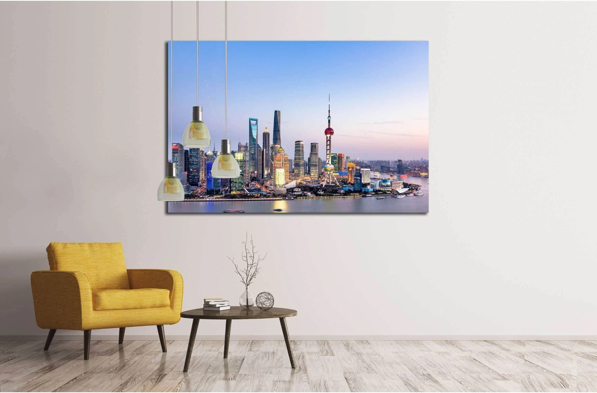 Beautiful Shanghai Pudong skyline at dusk №2643 Ready to Hang Canvas Print - Zellart Canvas Prints ALL_Products, s-2643