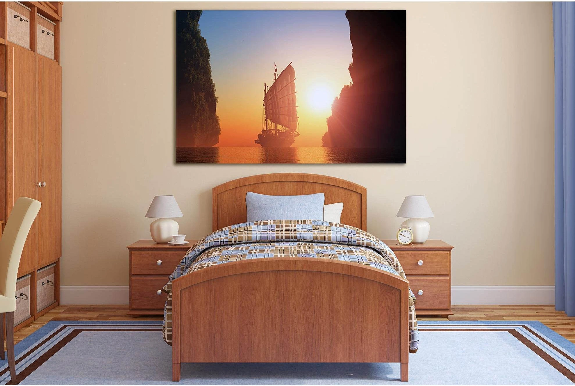Beautiful Ship Sailboat №SL288 Ready to Hang Canvas Print - Zellart Canvas Prints 0new, ALL_Products, SUNRISE & SUNSET WALL ART