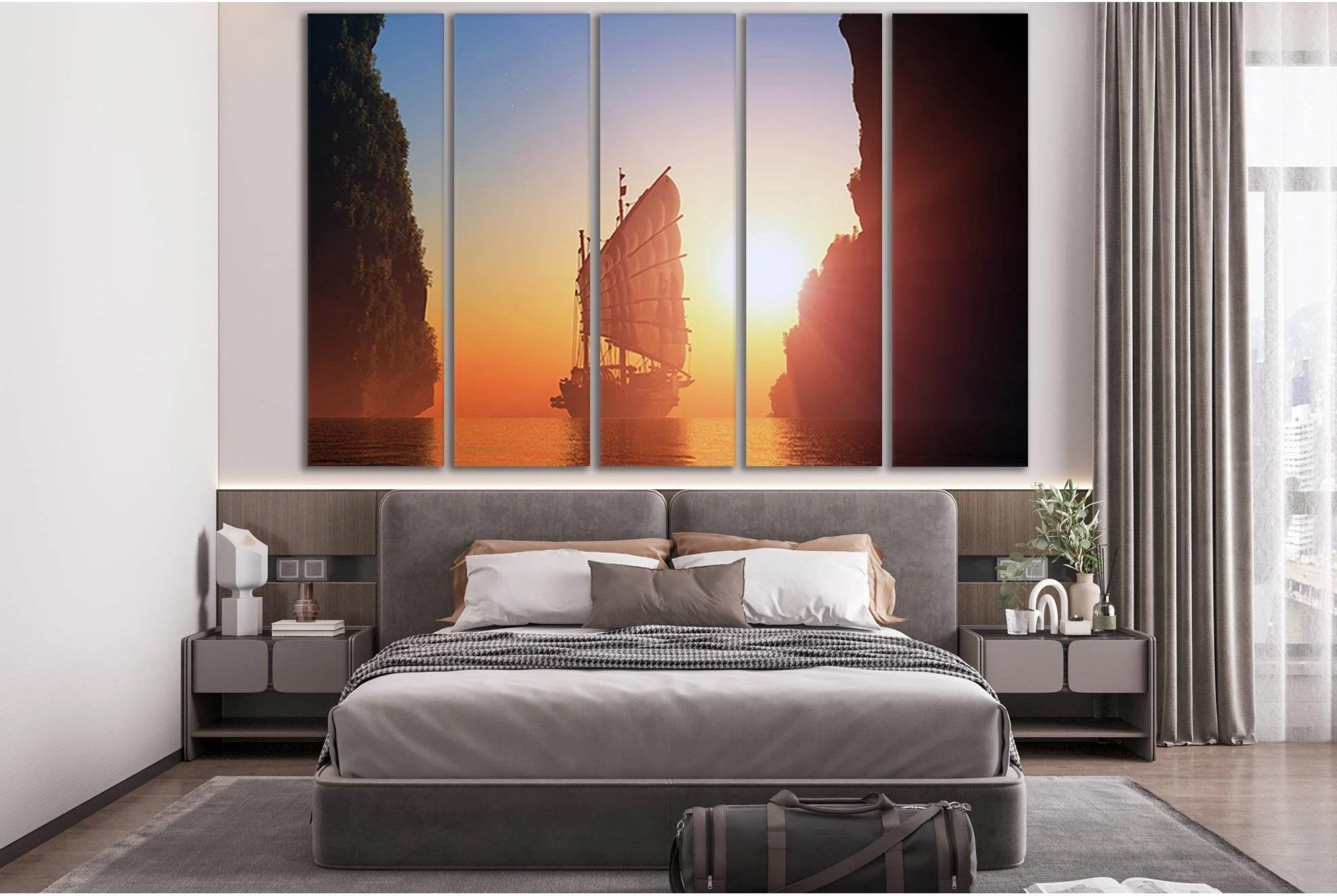 Beautiful Ship Sailboat №SL288 Ready to Hang Canvas Print - Zellart Canvas Prints 0new, ALL_Products, SUNRISE & SUNSET WALL ART