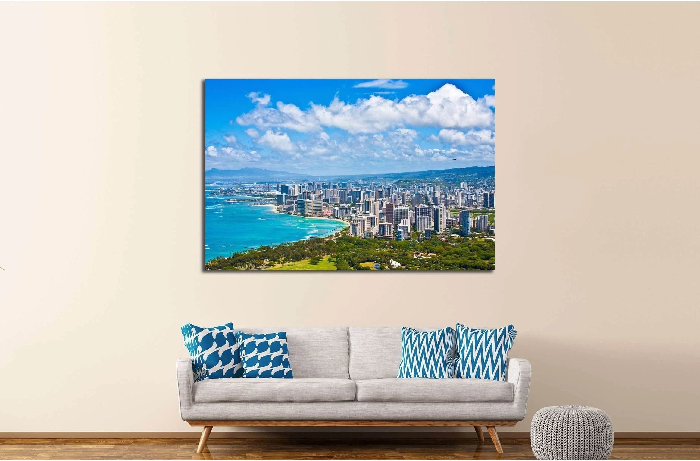 Beautiful Skyline of Oahu,Hawaii №2250 Ready to Hang Canvas Print - Zellart Canvas Prints ALL_Products, s-2250