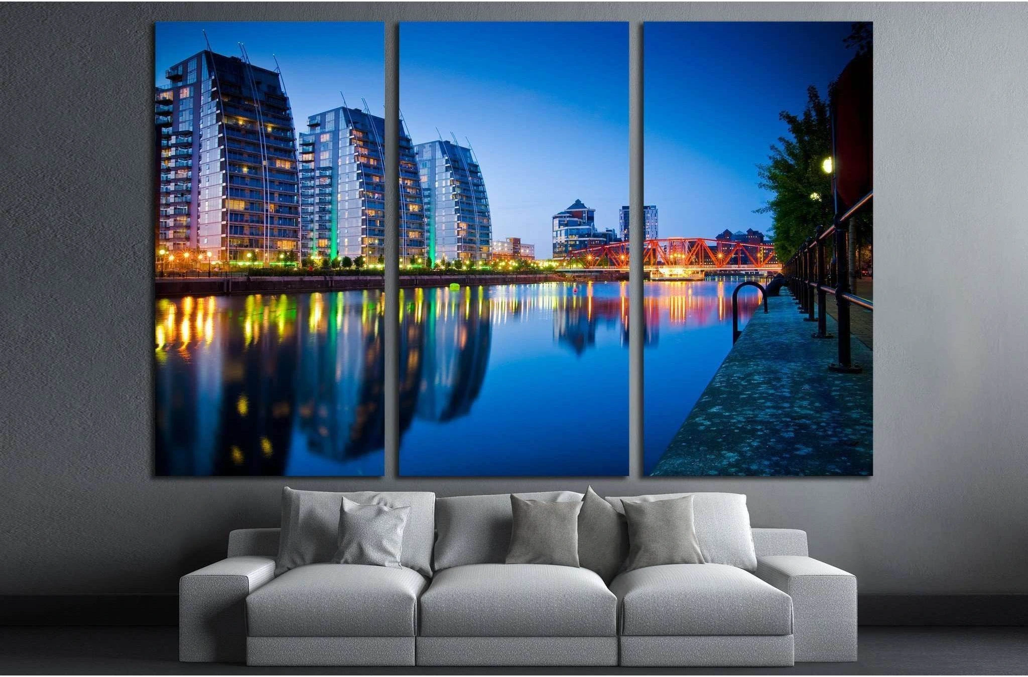Beautiful skyline of Salford Quays Manchester №2046 Ready to Hang Canvas Print - Zellart Canvas Prints ALL_Products, s-2046